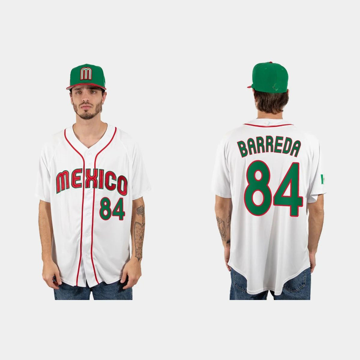#84 MANNY BARREDA MEXICO BASEBALL 2023 WORLD BASEBALL CLASSIC JERSEY ¨C WHITE Stitches Baseball Jerseys - Main View