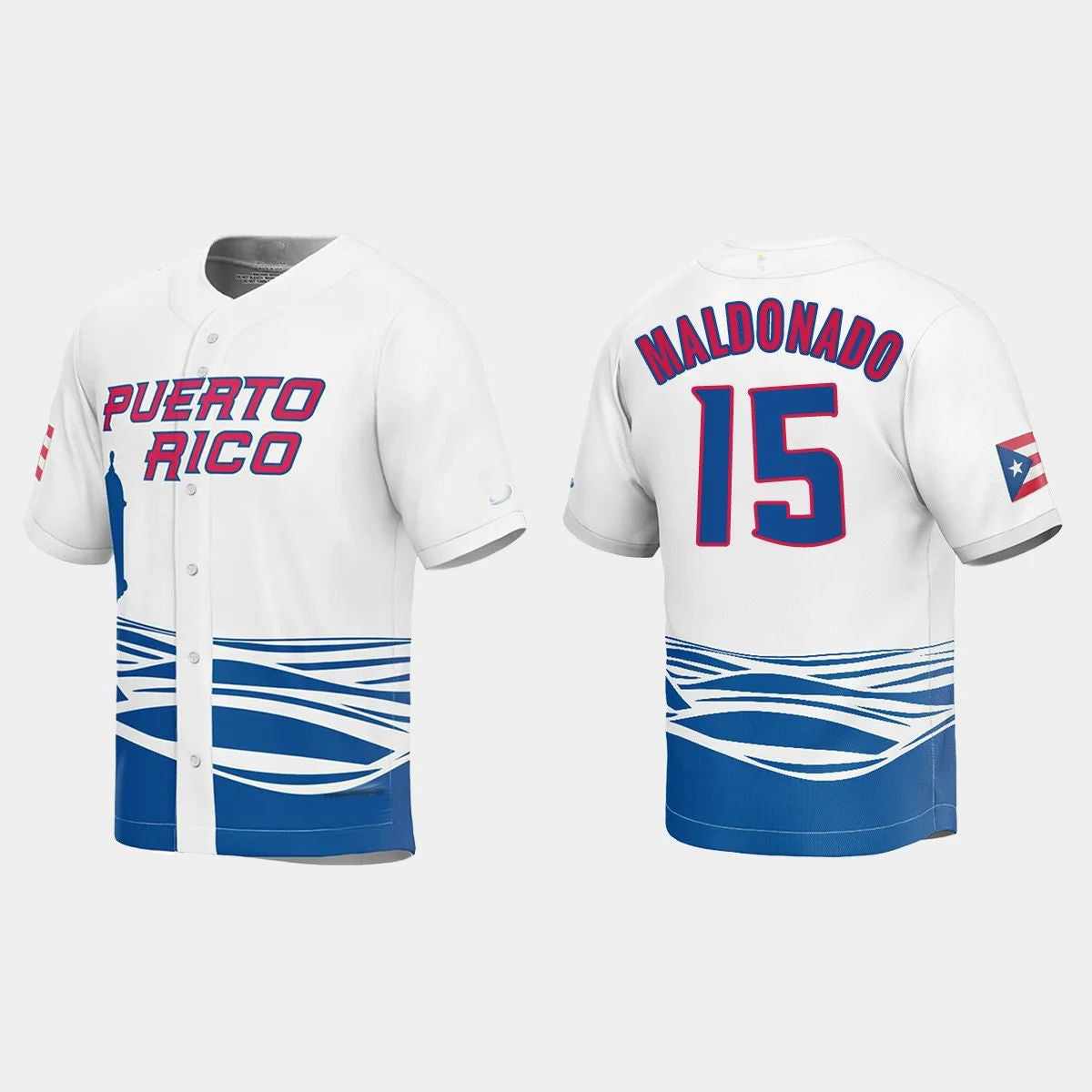 #15 MARTIN MALDONADO PUERTO RICO BASEBALL 2023 WORLD BASEBALL CLASSIC JERSEY ¨C WHITE Stitches Baseball Jerseys - Main View