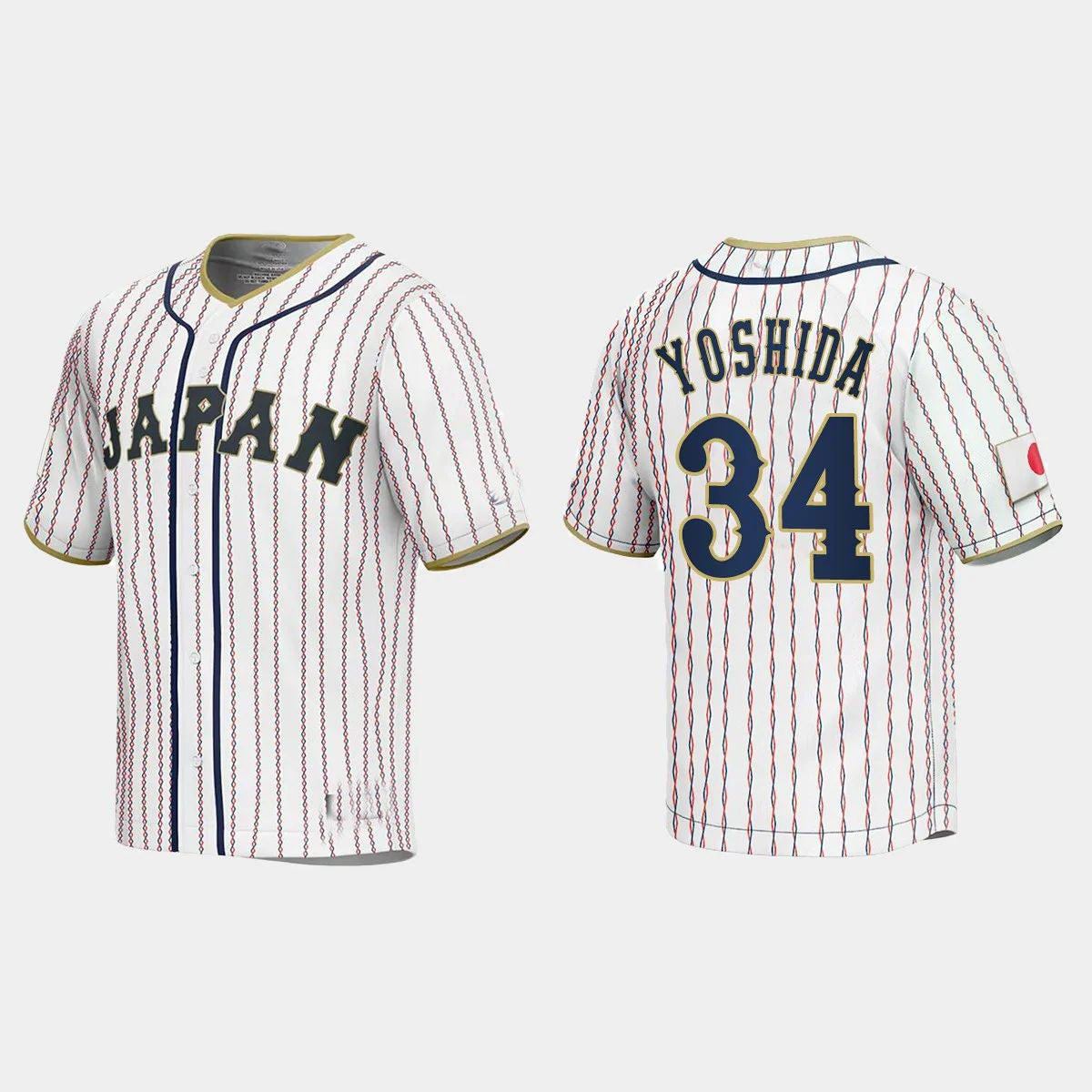 #34 MASATAKA YOSHIDA JAPAN BASEBALL 2023 WORLD BASEBALL CLASSIC JERSEY ¨C WHITE Stitches Baseball Jerseys - Main View