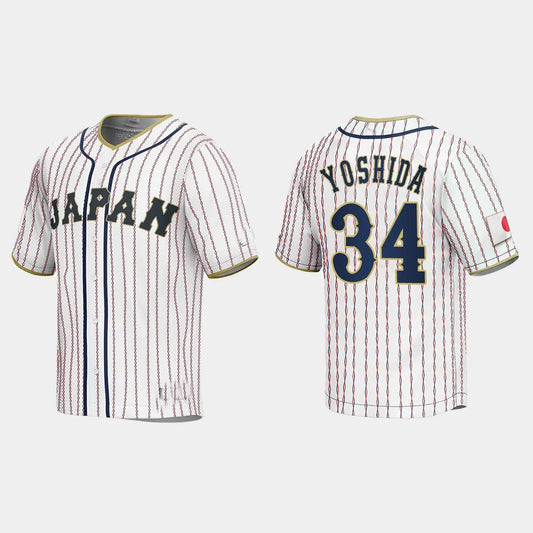 #34 MASATAKA YOSHIDA JAPAN BASEBALL 2023 WORLD BASEBALL CLASSIC JERSEY ¨C WHITE Stitches Baseball Jerseys - Main View