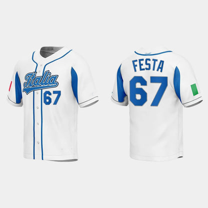 #67 MATT FESTA ITALY BASEBALL 2023 WORLD BASEBALL CLASSIC JERSEY ¨C WHITE Stitches Baseball Jerseys - Main View