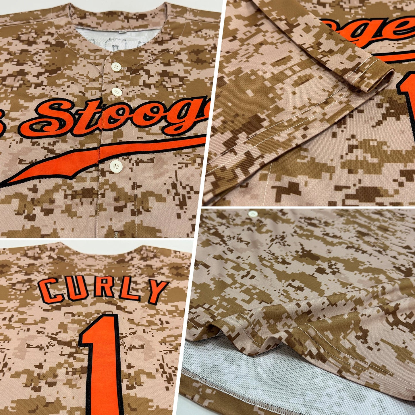 Custom Camo Orange-Black Authentic Salute To Service Baseball Jersey view 2