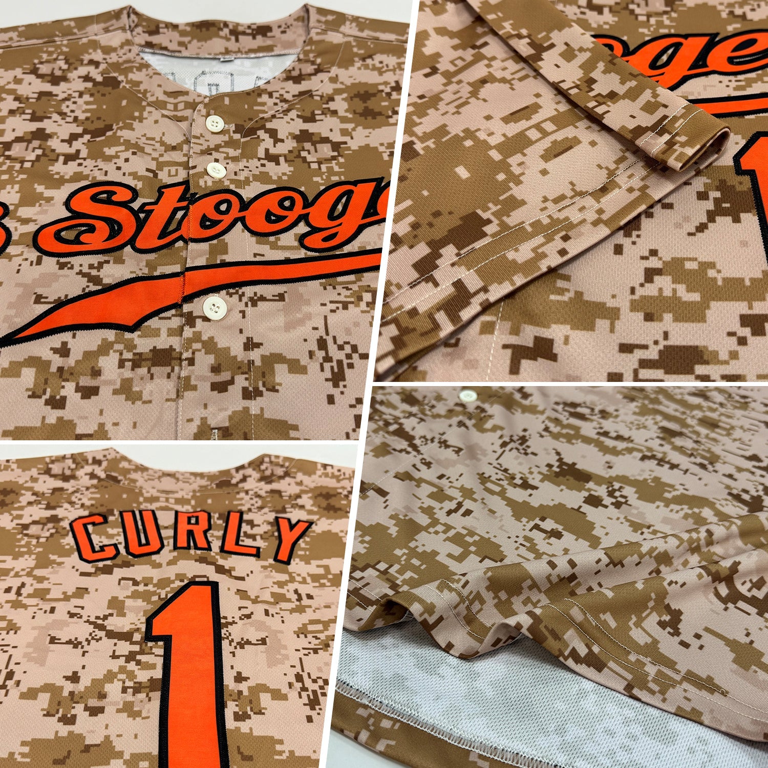 Custom Camo Orange-Black Authentic Salute To Service Baseball Jersey view 2