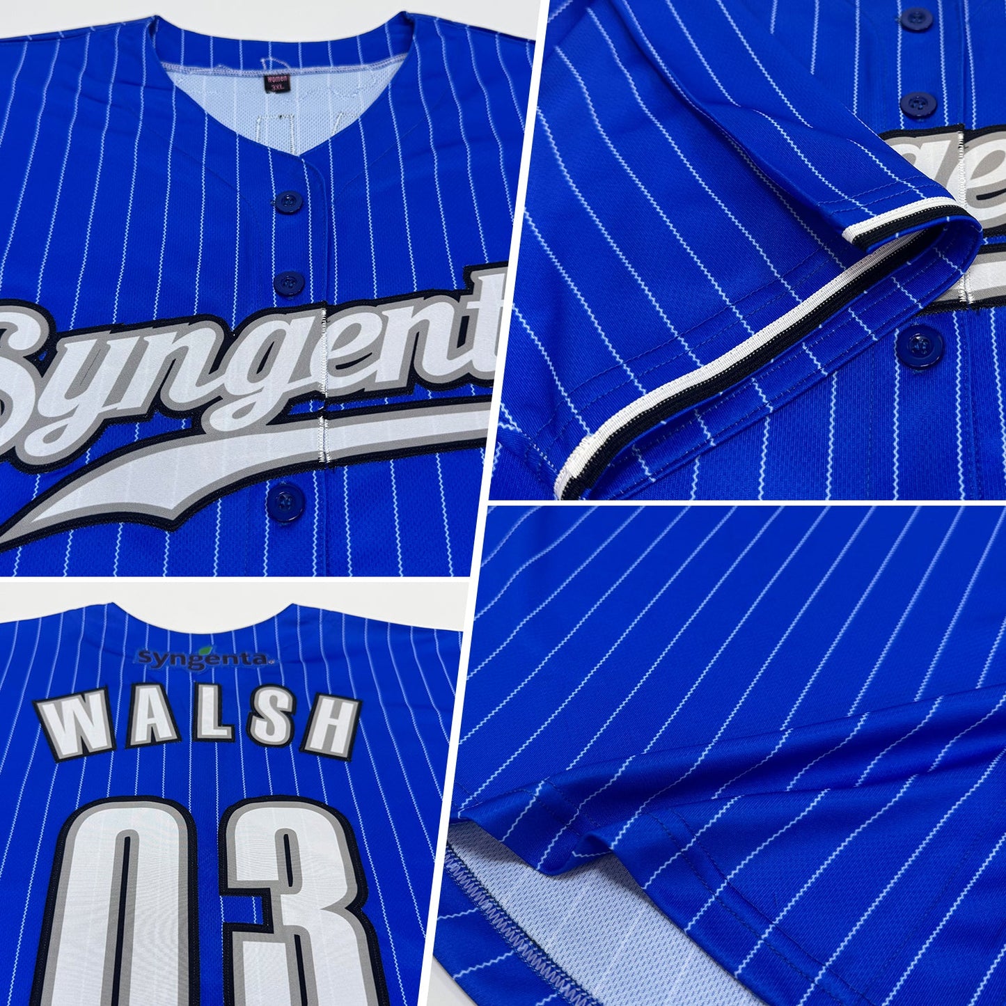 Custom Royal White Pinstripe White-Black Authentic Baseball Jersey view 2
