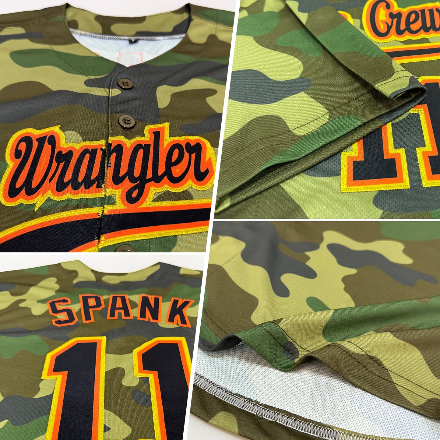 Custom Camo Black-Orange Authentic Salute To Service Baseball Jersey view 2