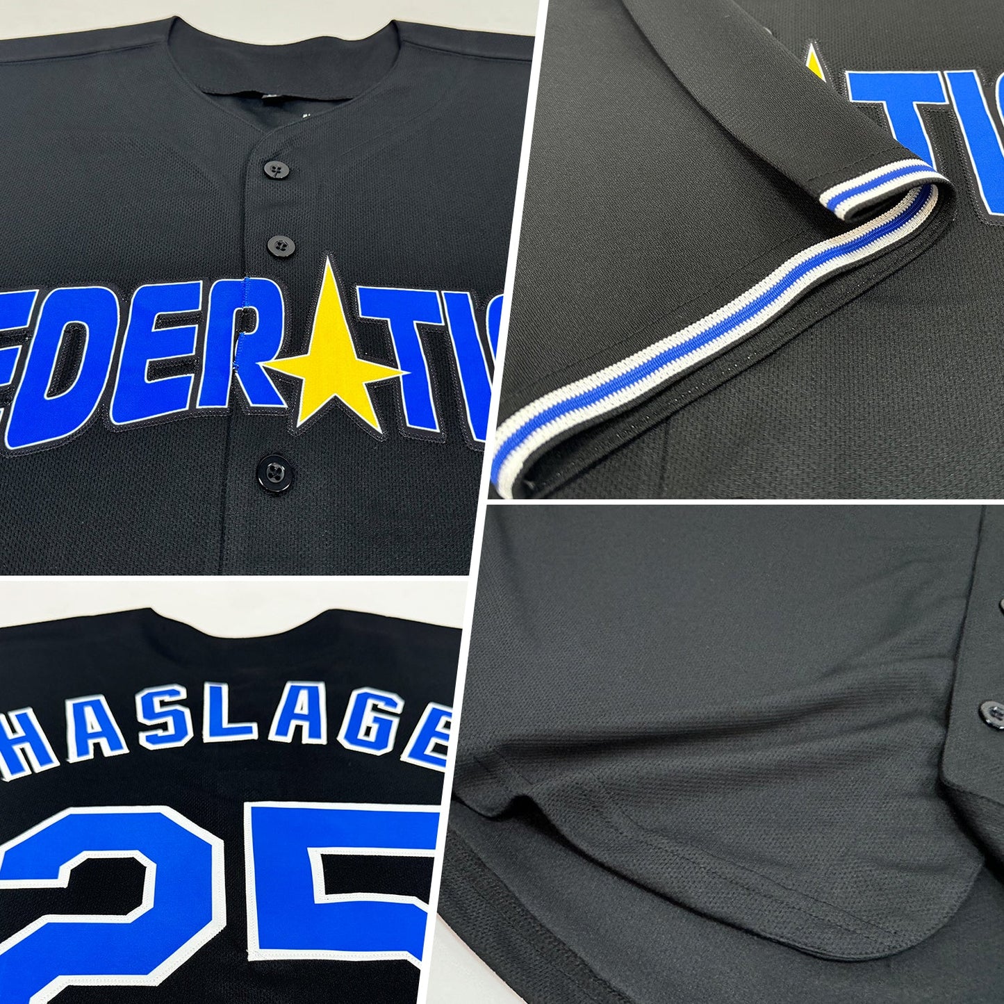 Custom Black Royal-White Authentic Baseball Jersey view 2