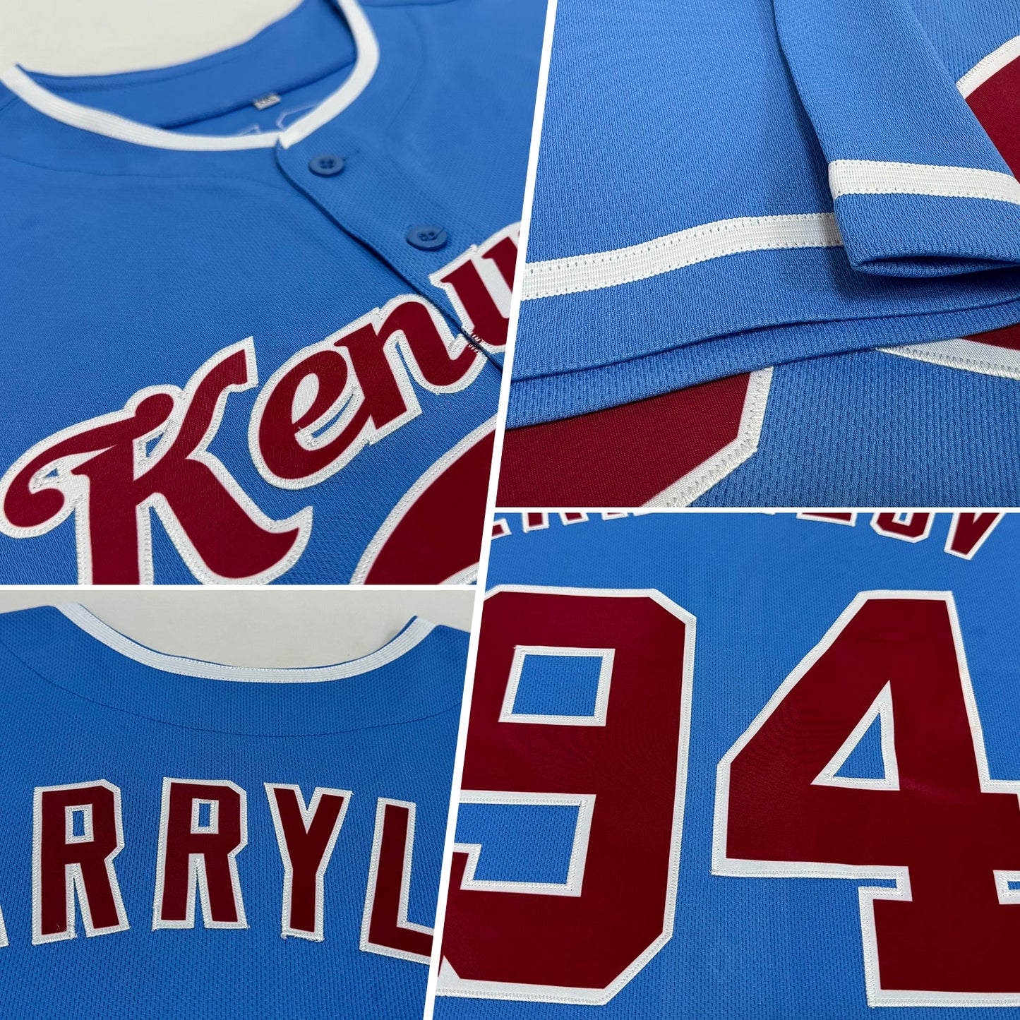 Custom Powder Blue Crimson-White Authentic Baseball Jersey view 2
