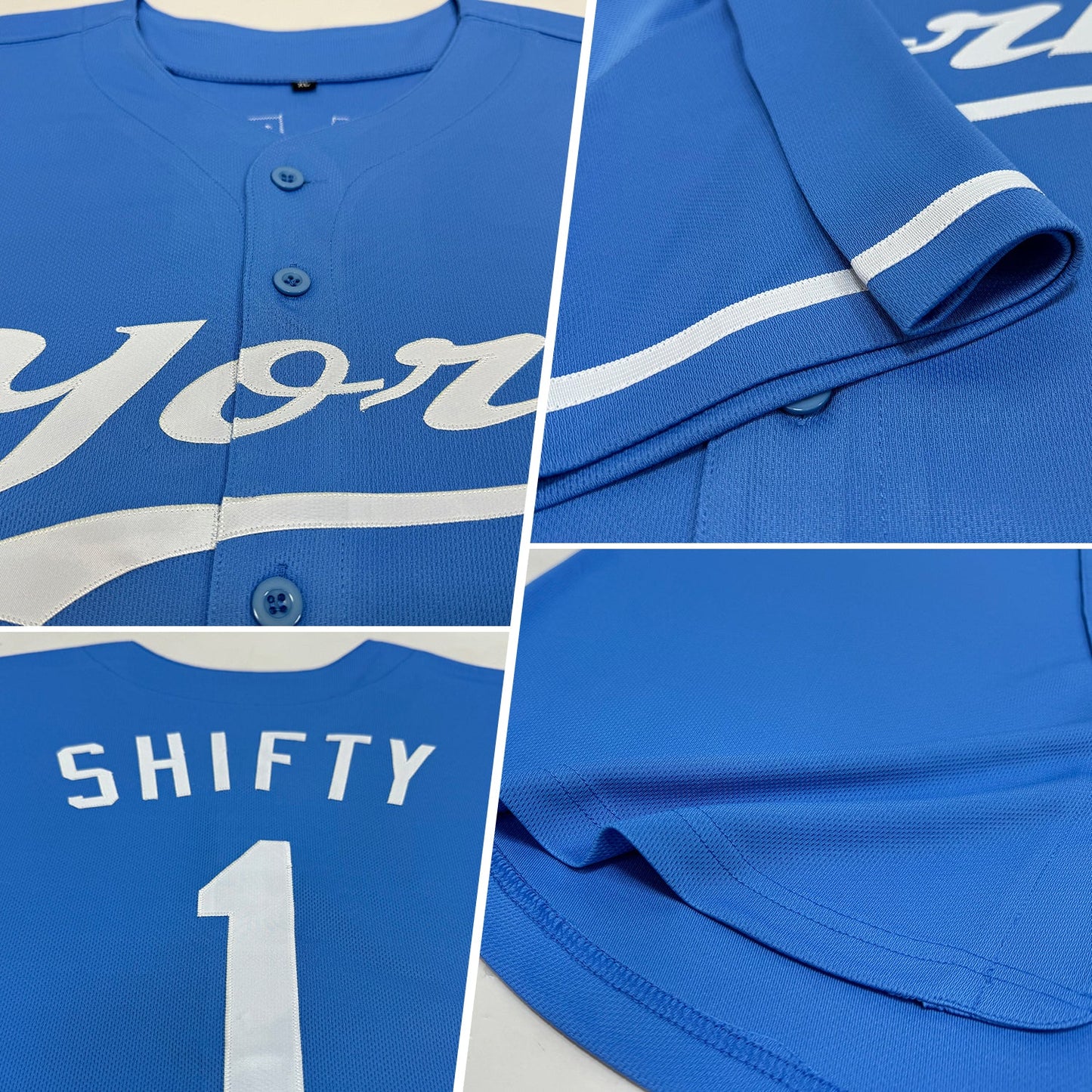 Custom Light Blue White Authentic Baseball Jersey view 2