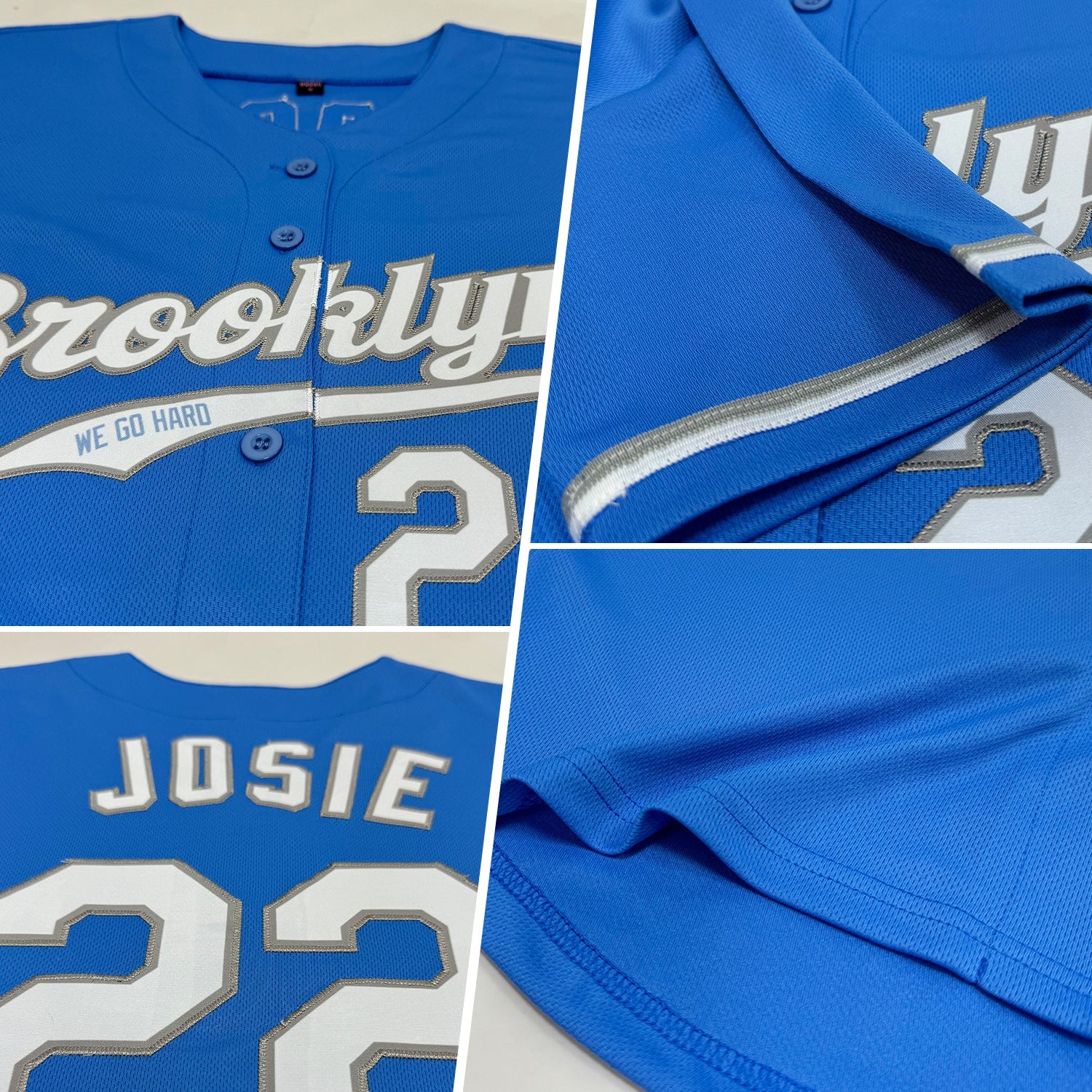 Custom Light Blue White-Gray Authentic Baseball Jersey view 2