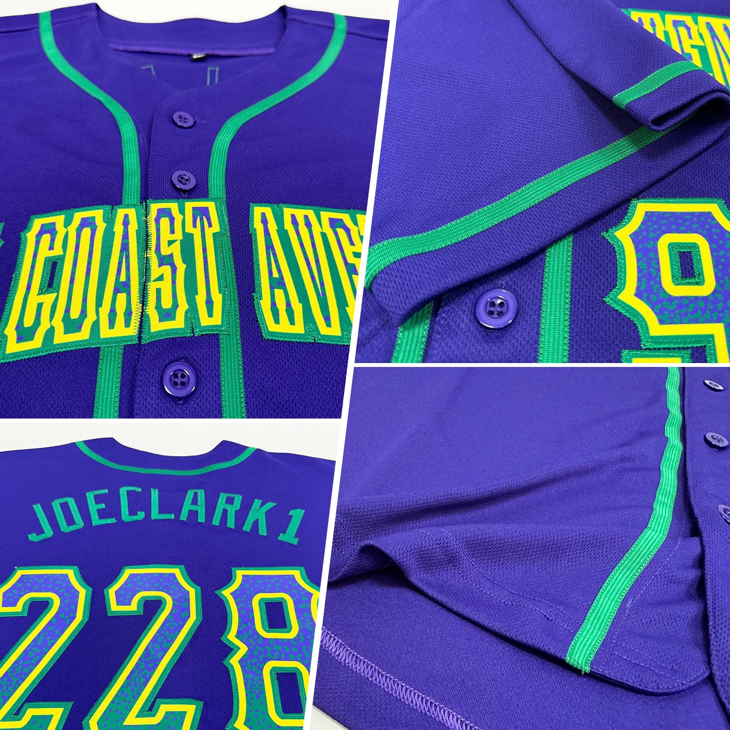 Custom Purple Kelly Green-Gold Authentic Drift Fashion Baseball Jersey view 2