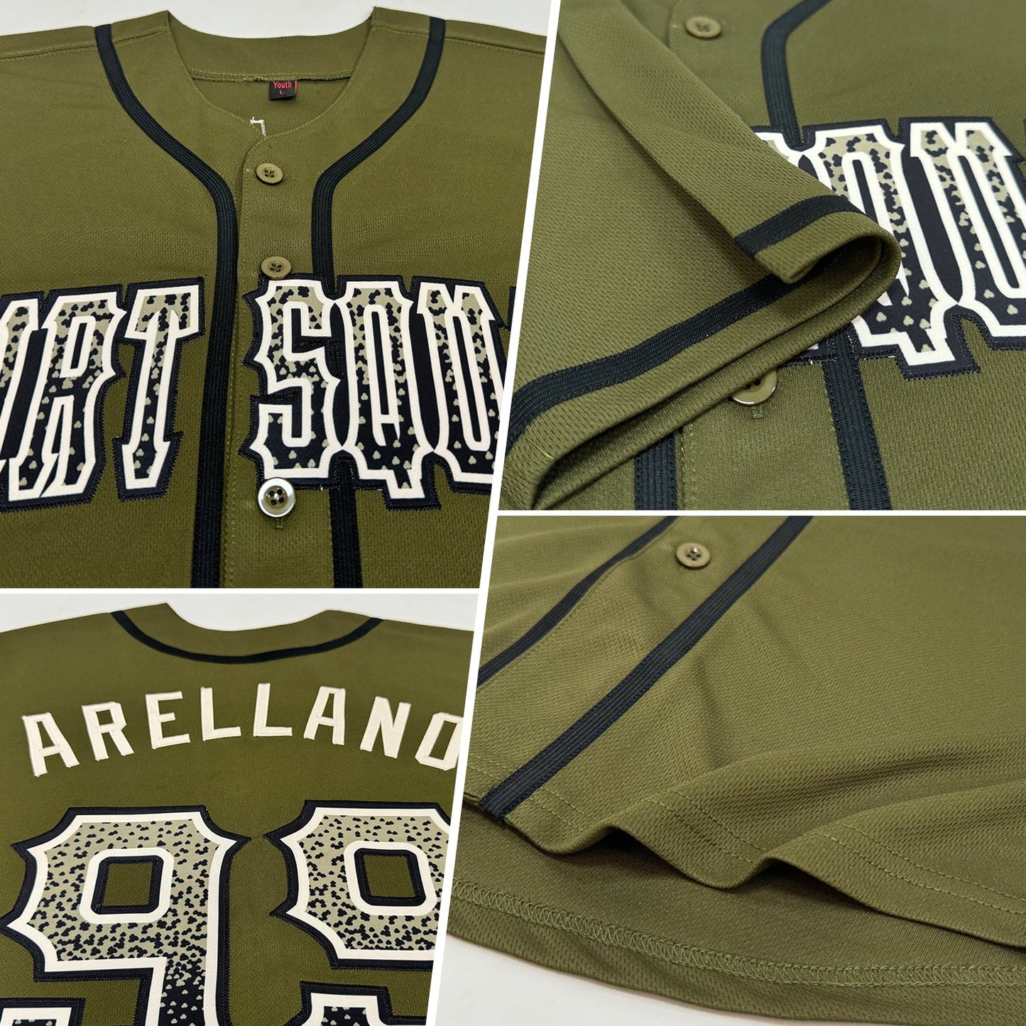 Custom Olive Black-Cream Authentic Drift Fashion Salute To Service Baseball Jersey view 2