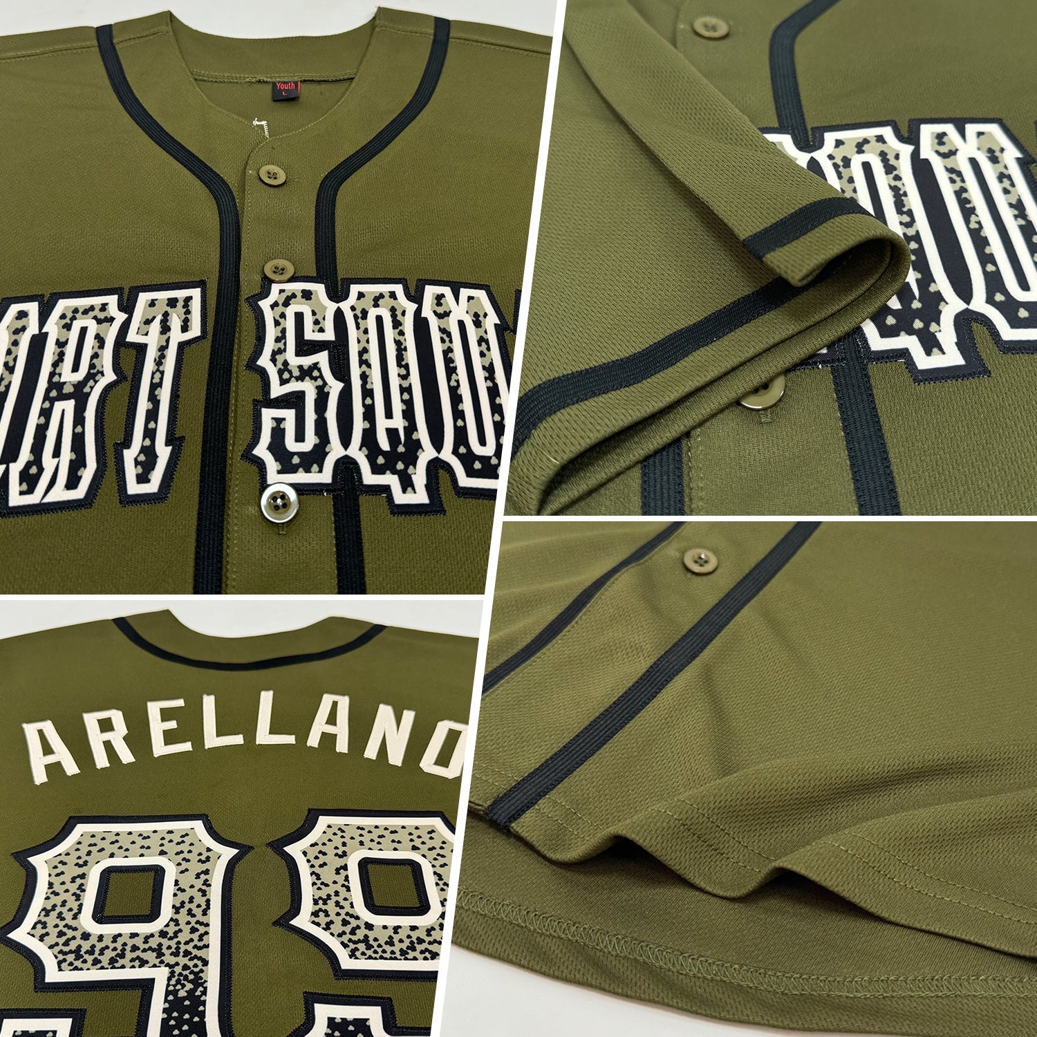 Custom Olive Black-Cream Authentic Drift Fashion Salute To Service Baseball Jersey view 2