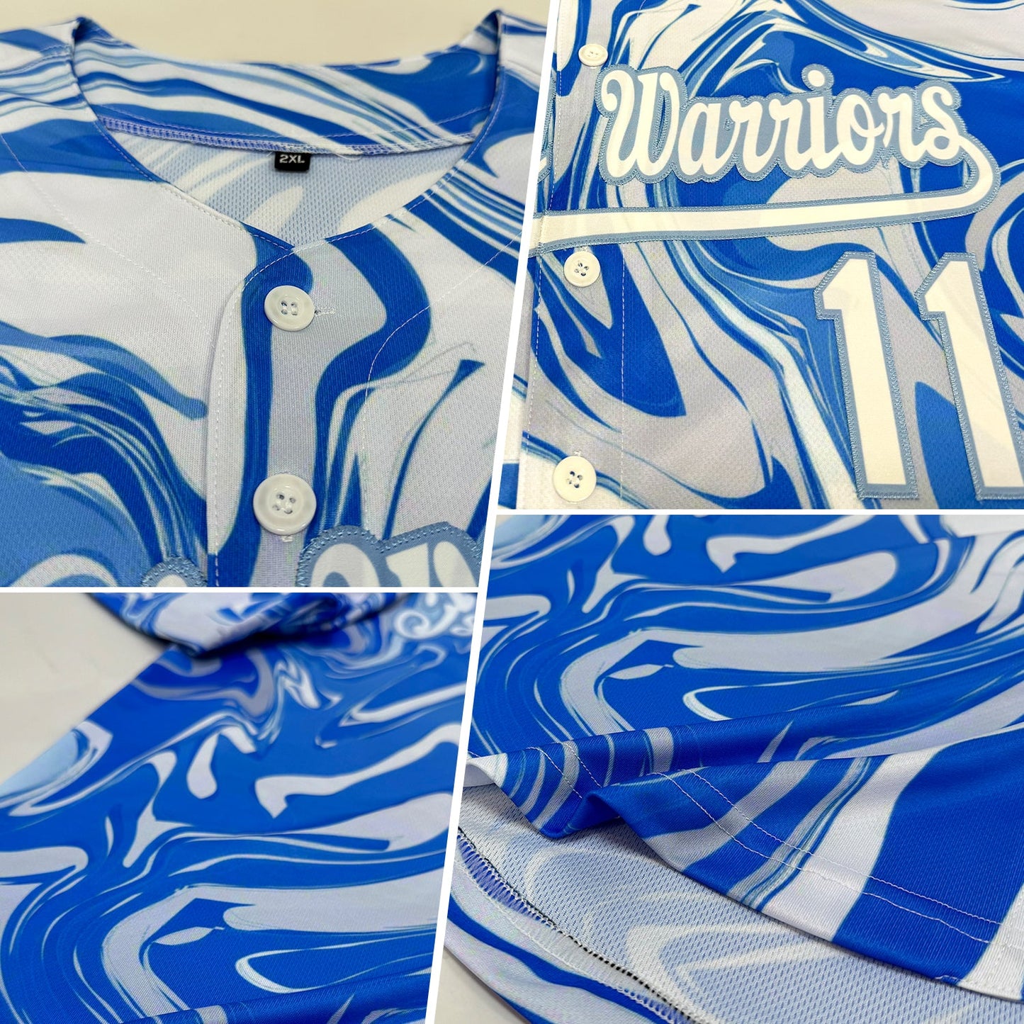 Custom 3D Pattern Design Abstract Ocean With Waves Fluid Art Authentic Baseball Jersey view 2