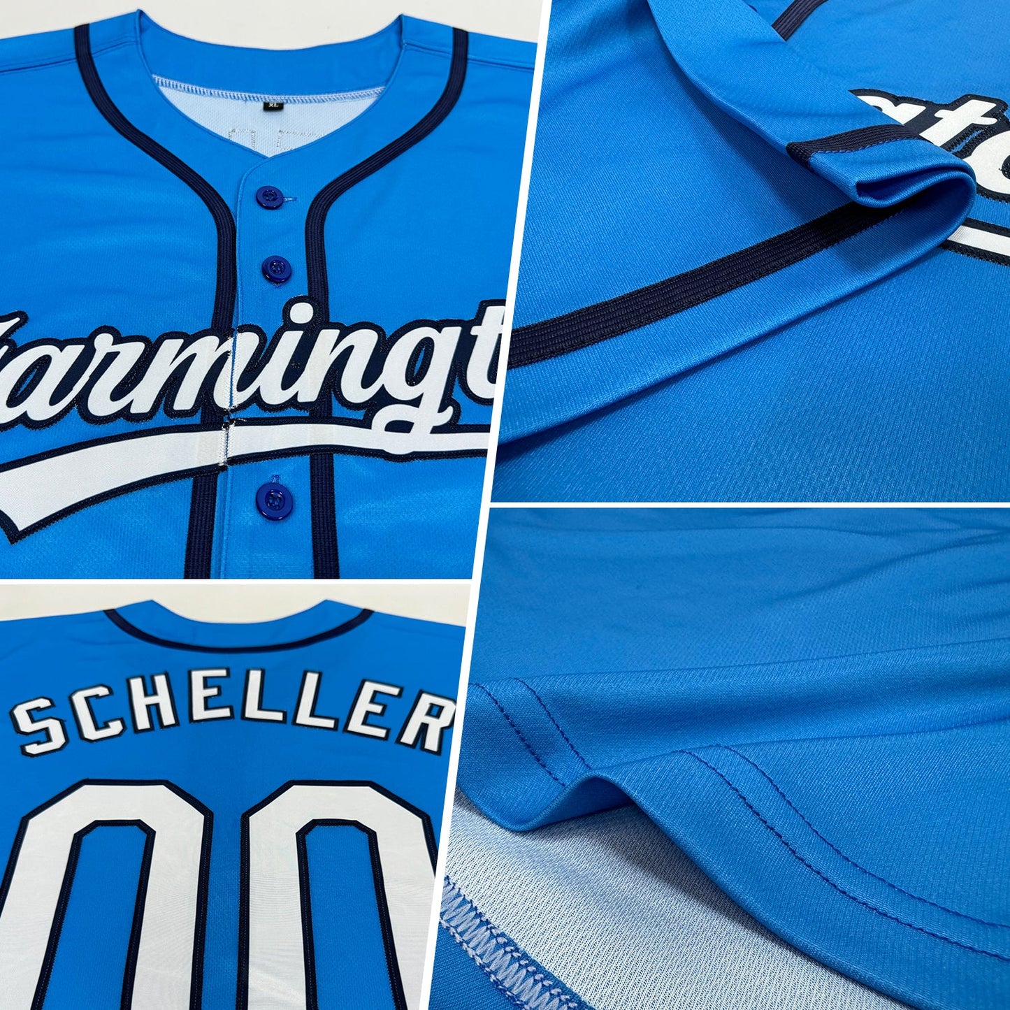 Custom Panther Blue White-Navy Authentic Baseball Jersey view 2