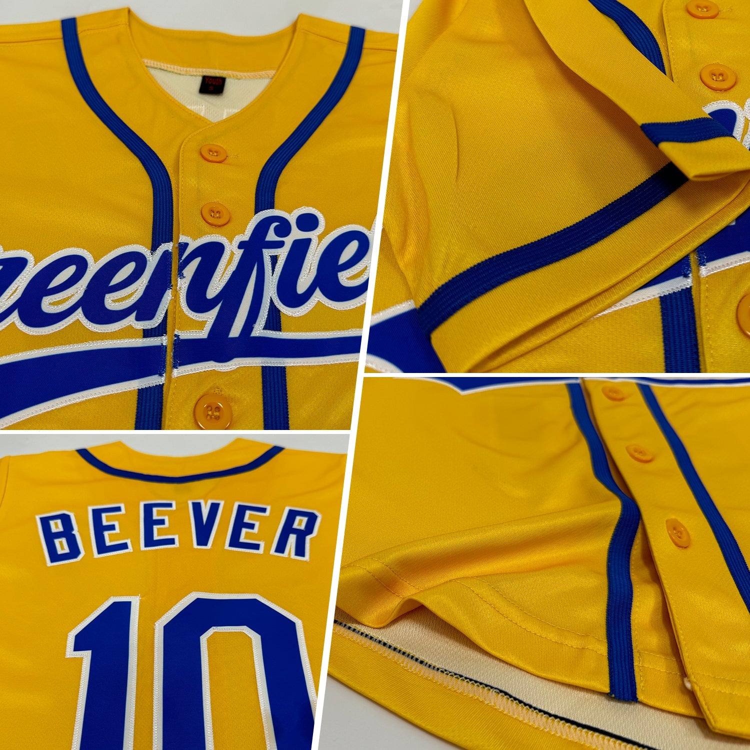 Custom Yellow Royal-White Authentic Baseball Jersey view 2