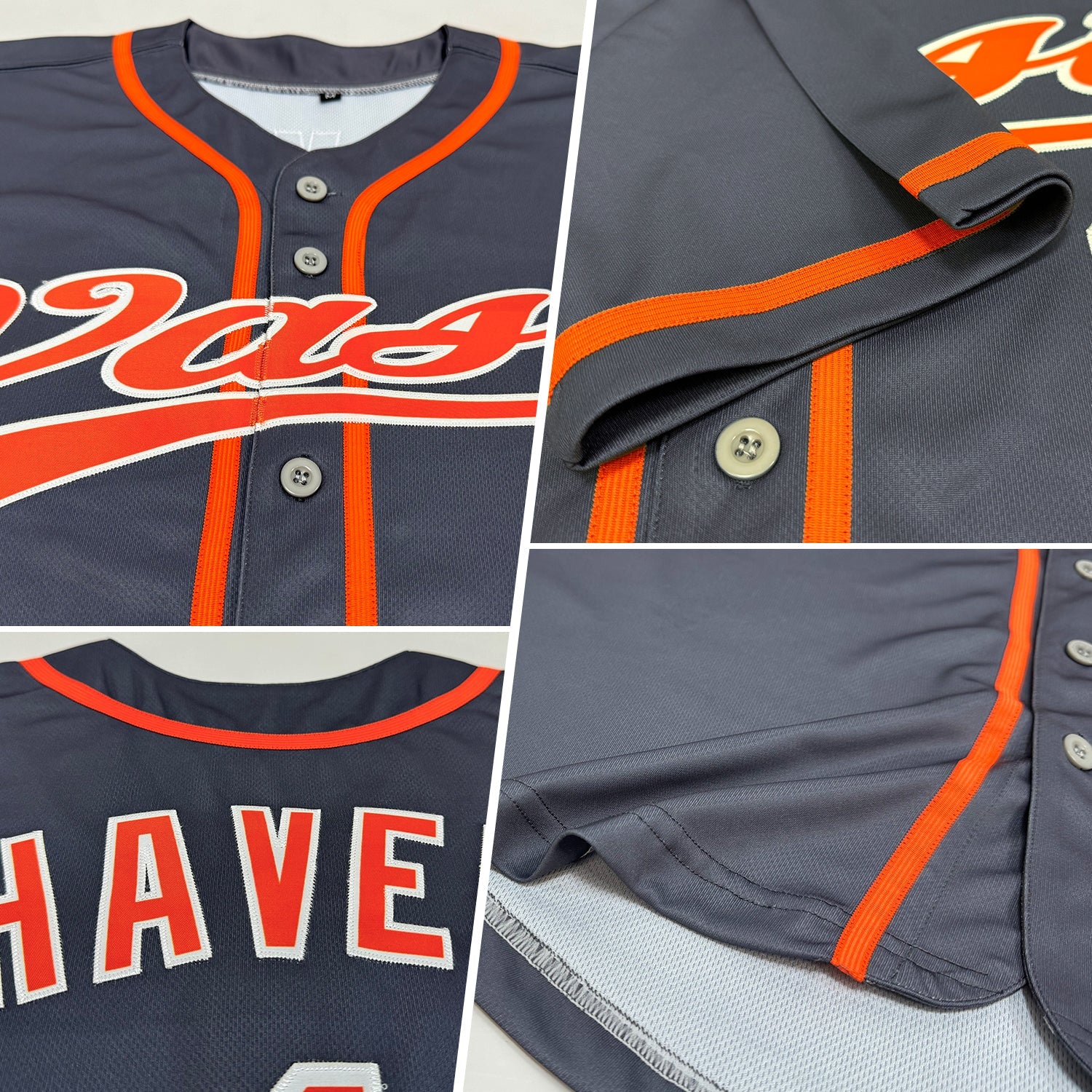Custom Steel Gray Orange-White Authentic Baseball Jersey view 2