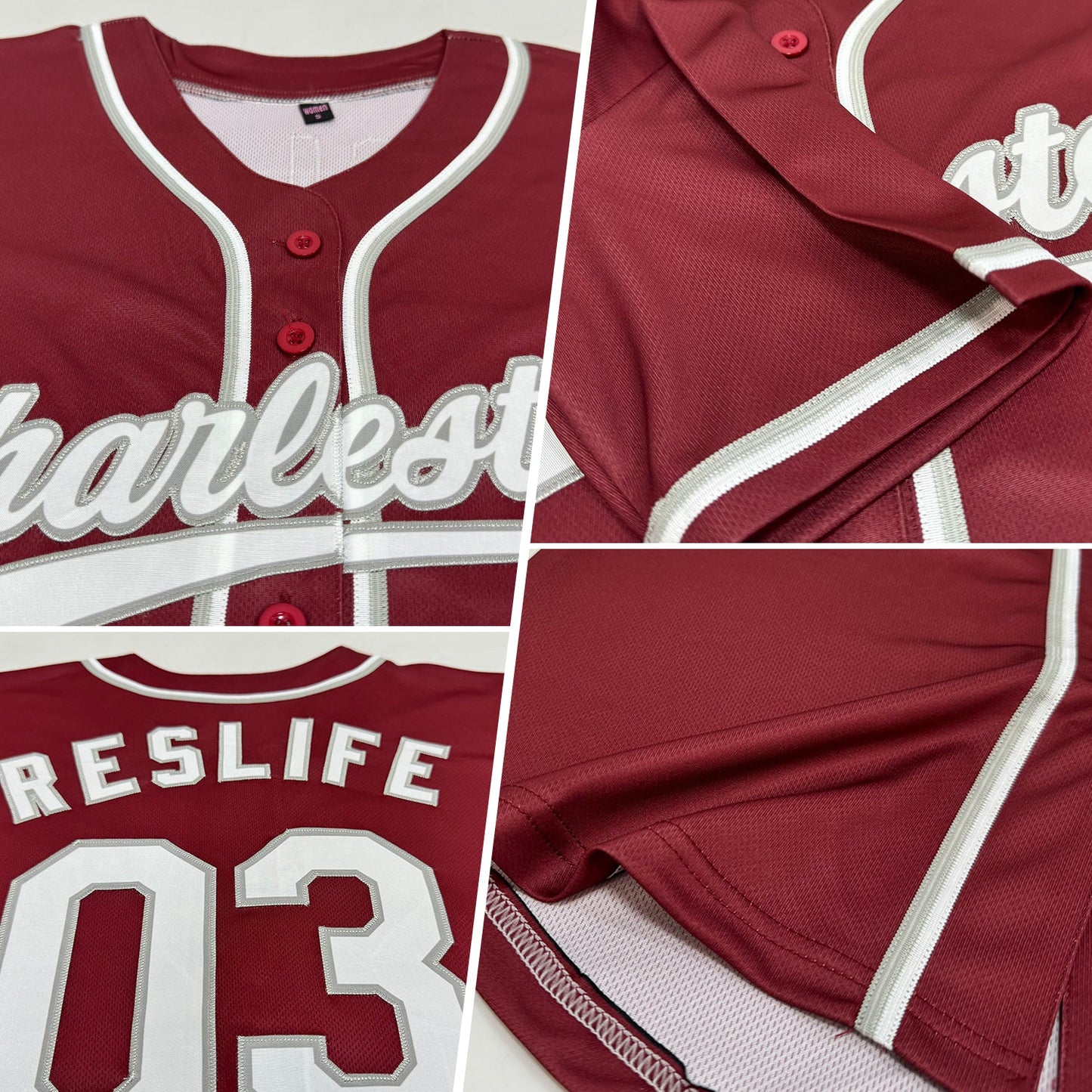Custom Burgundy White-Gray Authentic Baseball Jersey view 2