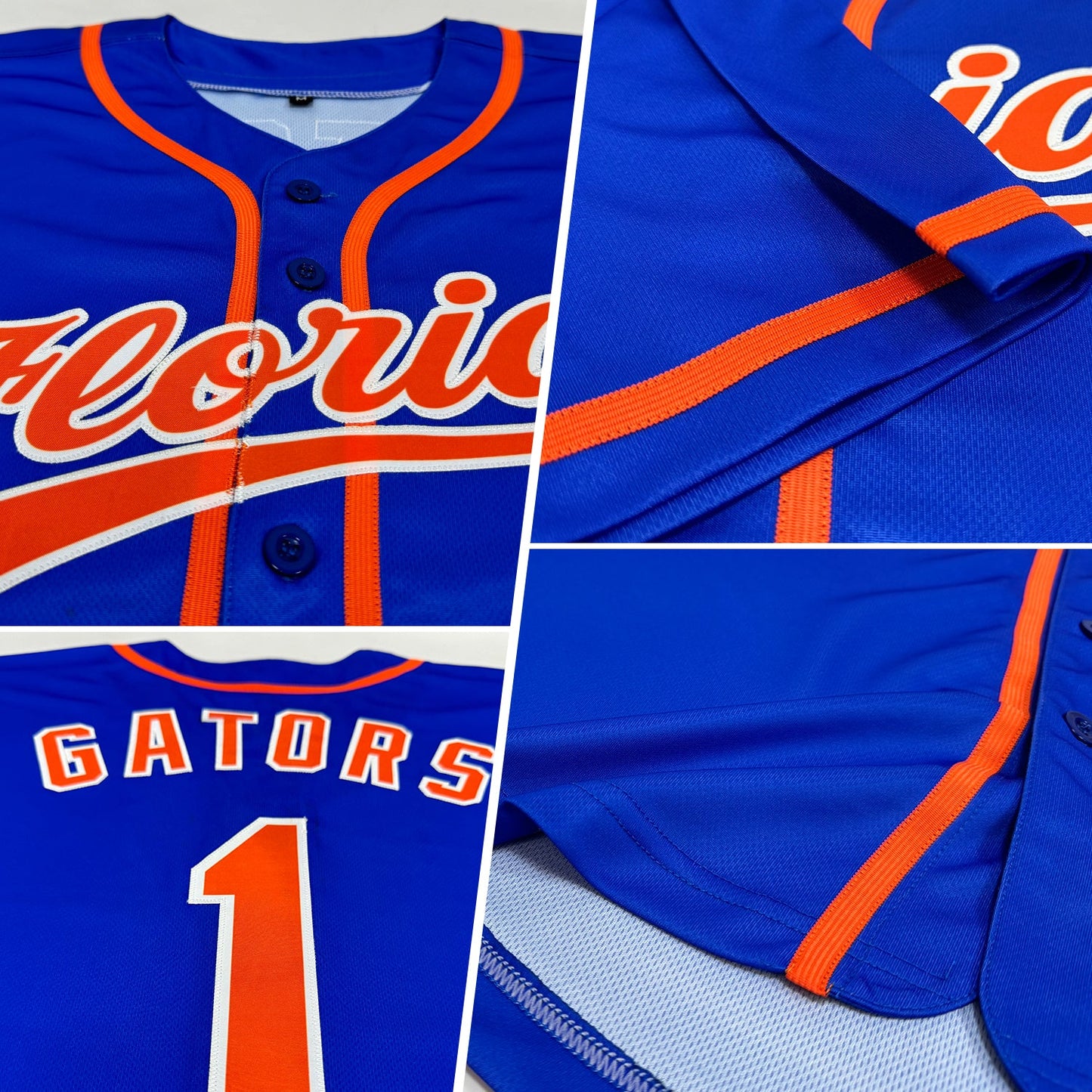 Custom Thunder Blue Orange-White Authentic Baseball Jersey view 2