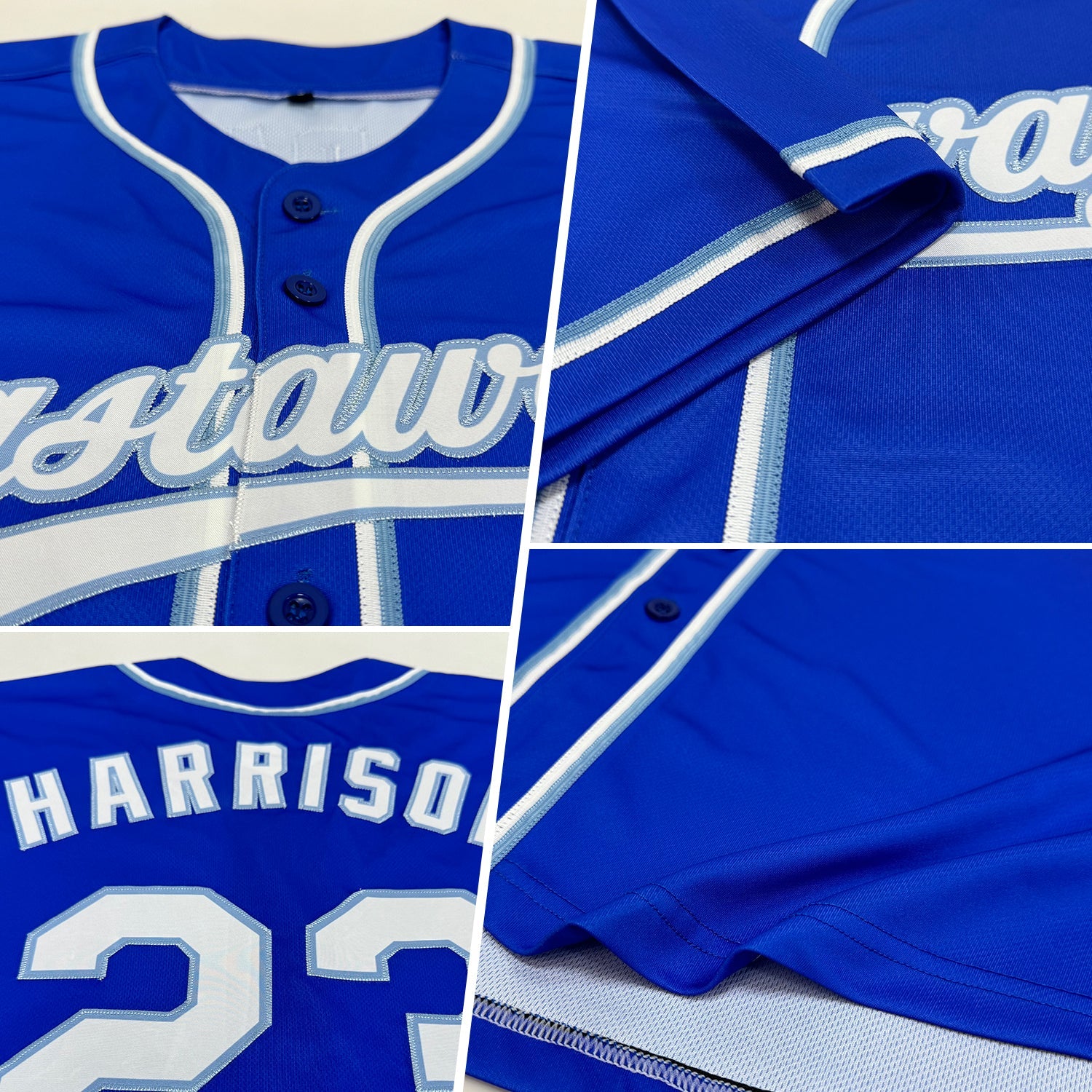 Custom Thunder Blue White-Light Blue Authentic Baseball Jersey view 2