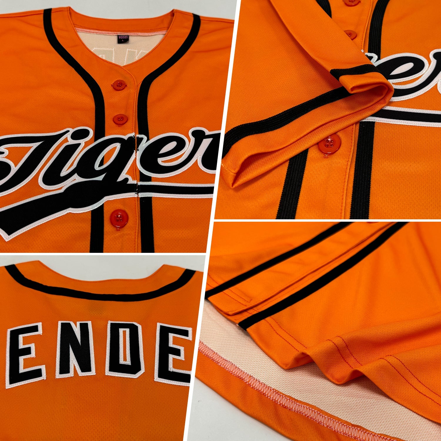 Custom Bay Orange Black-White Authentic Baseball Jersey view 2