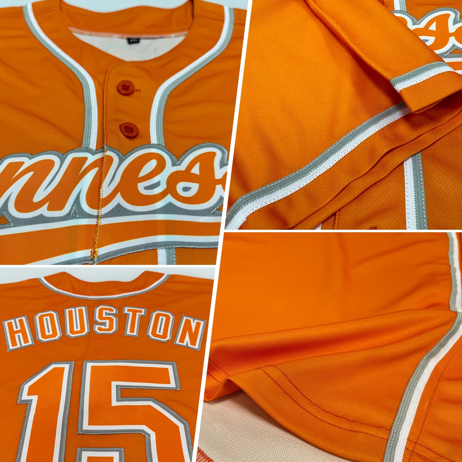 Custom Bay Orange White-Gray Authentic Baseball Jersey view 2