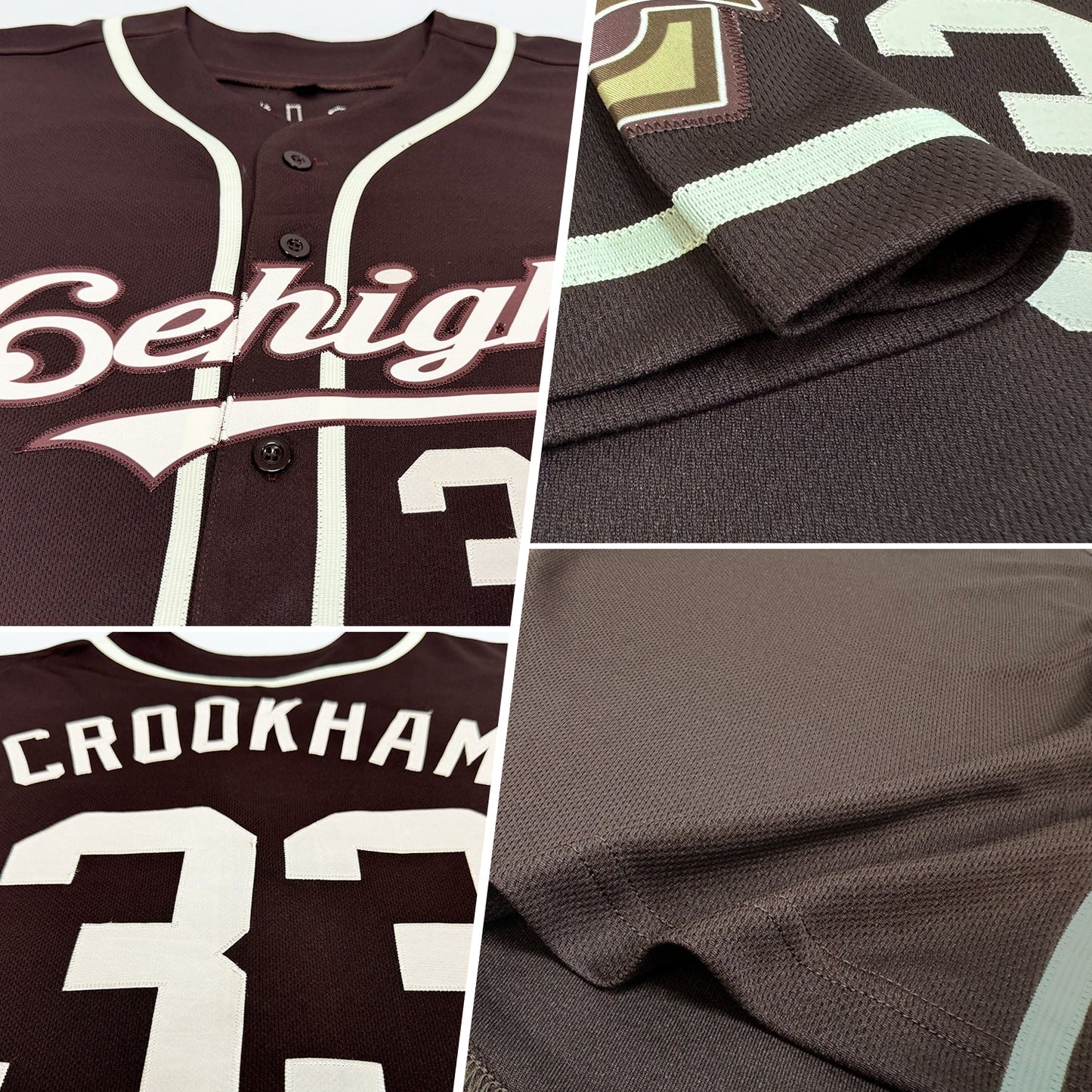 Custom Brown Cream Authentic Baseball Jersey view 2