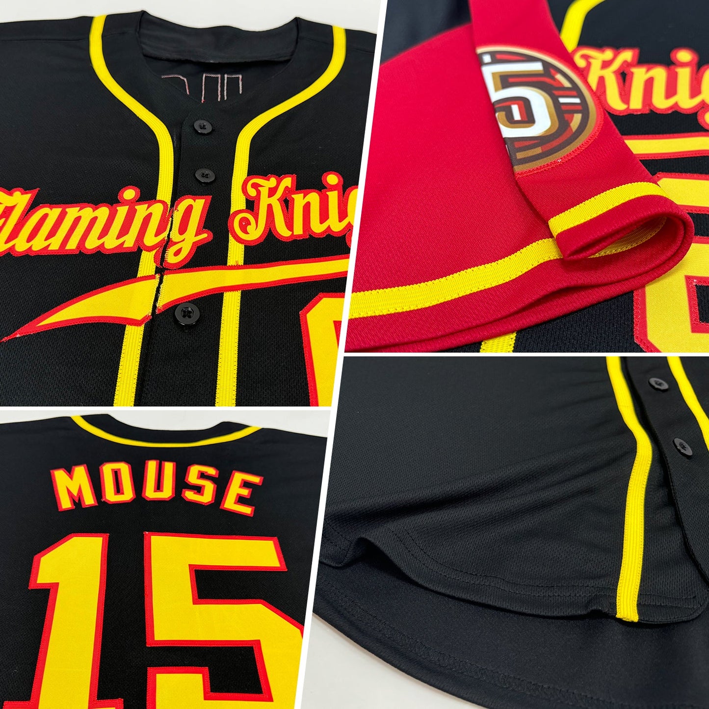Custom Black Gold-Red Authentic Two Tone Baseball Jersey view 2