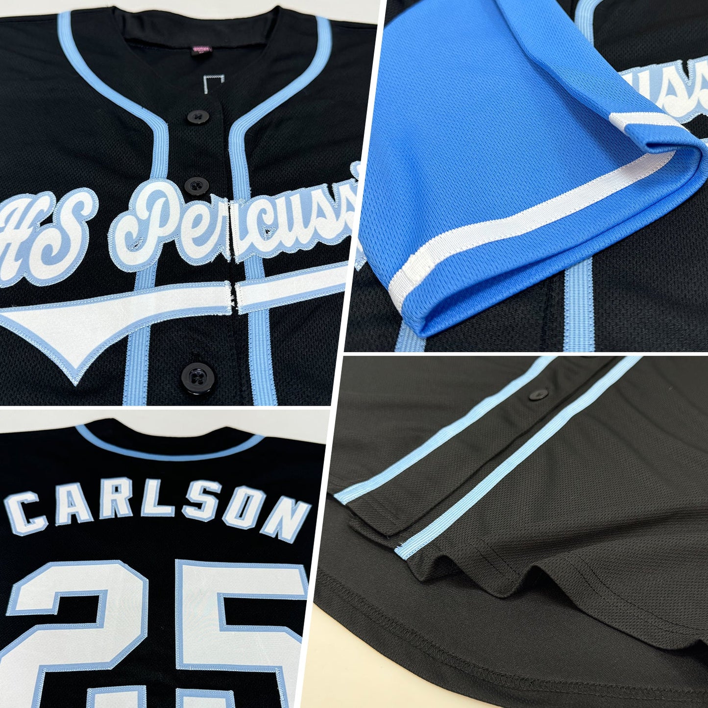 Custom Black White-Light Blue Authentic Two Tone Baseball Jersey view 2