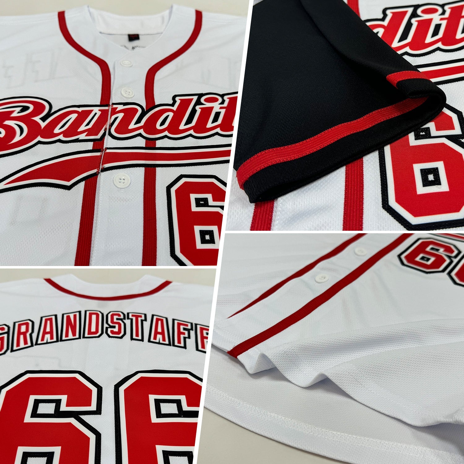 Custom White Red-Black Authentic Two Tone Baseball Jersey view 2