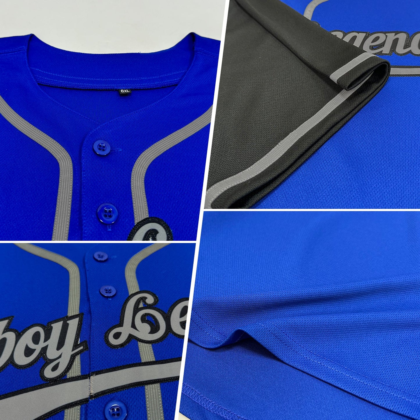 Custom Royal Gray-Black Authentic Two Tone Baseball Jersey view 2