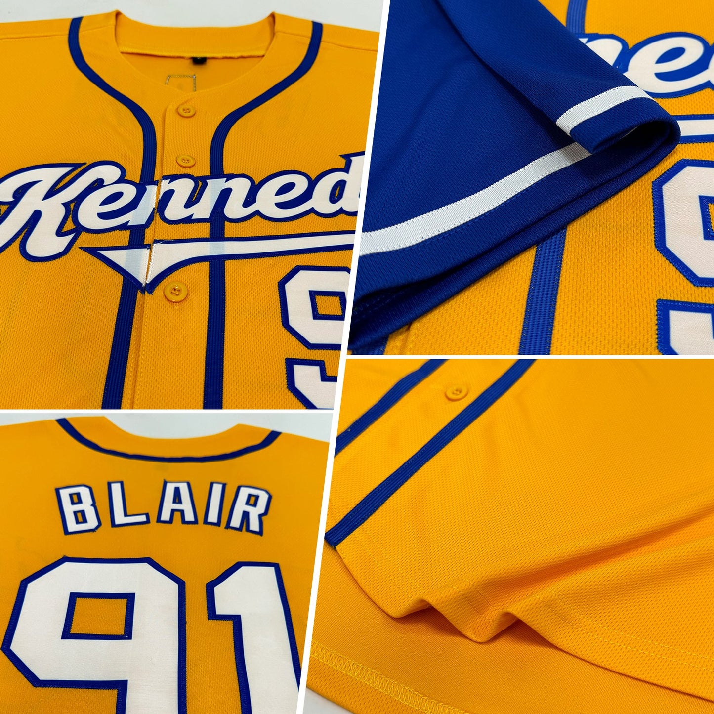 Custom Gold White-Royal Authentic Two Tone Baseball Jersey view 2