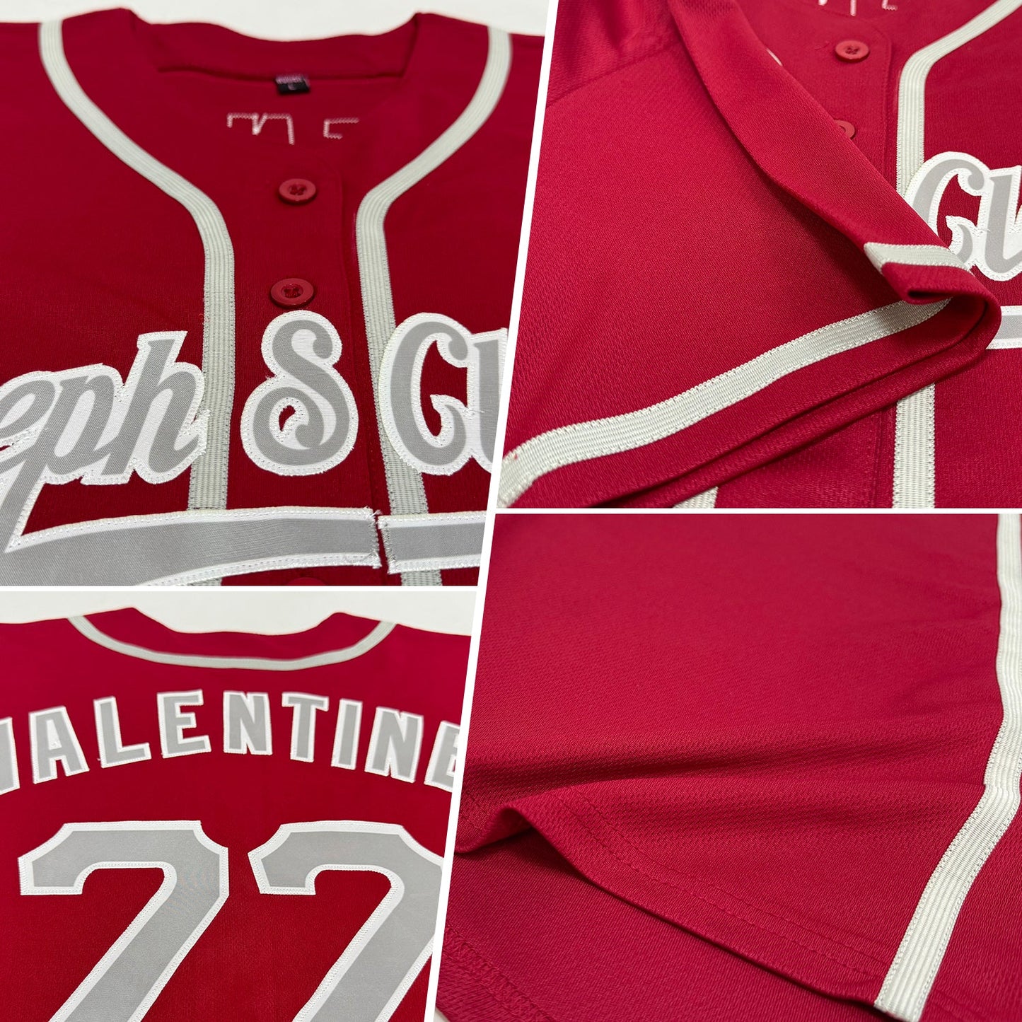 Custom Crimson Gray-White Authentic Baseball Jersey view 2