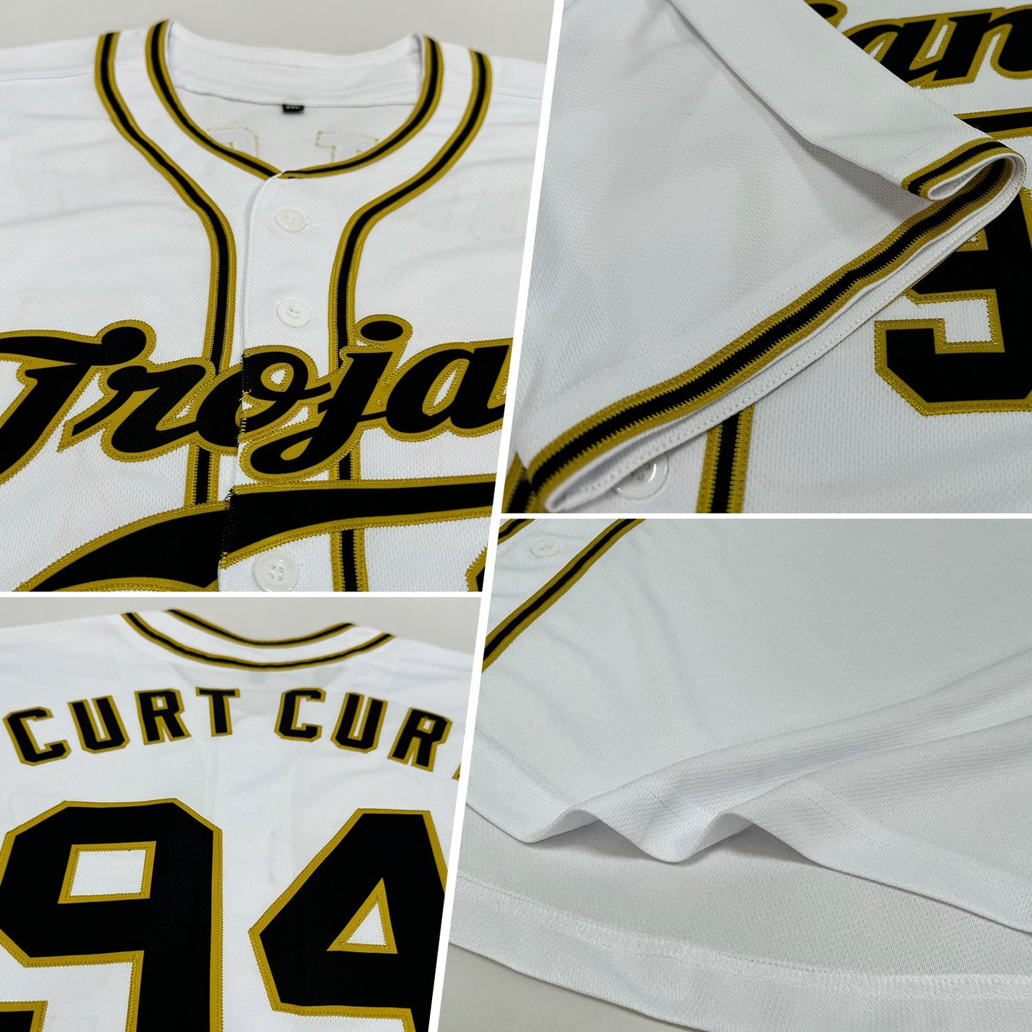Custom White Black-Old Gold Authentic Baseball Jersey view 2