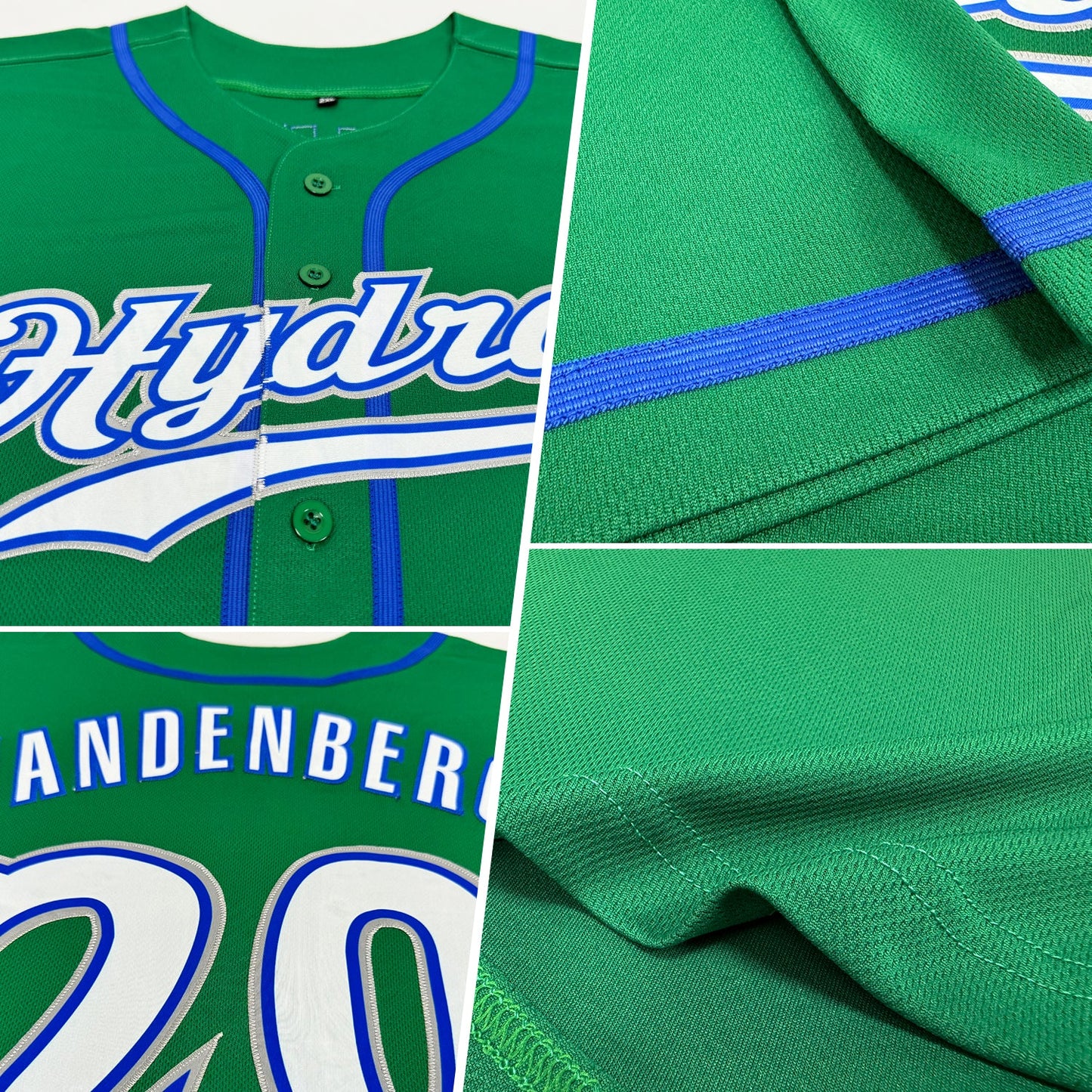 Custom Kelly Green White-Royal Authentic Baseball Jersey view 2