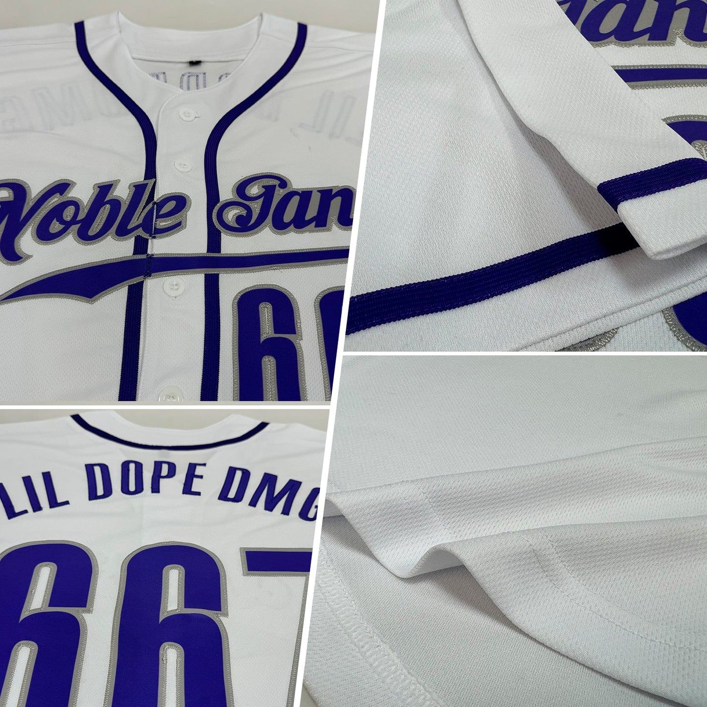 Custom White Purple-Gray Authentic Baseball Jersey view 2