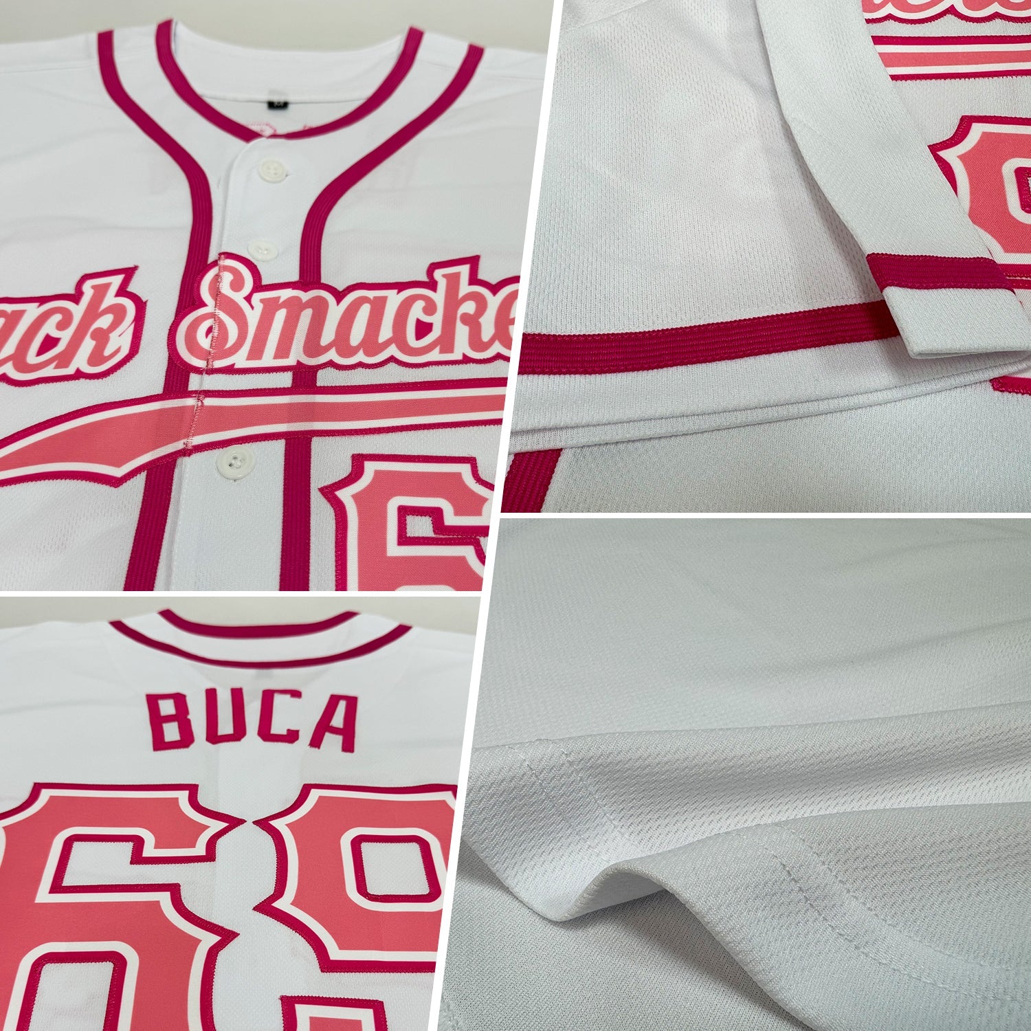 Custom White Medium Pink-Pink Authentic Baseball Jersey view 2