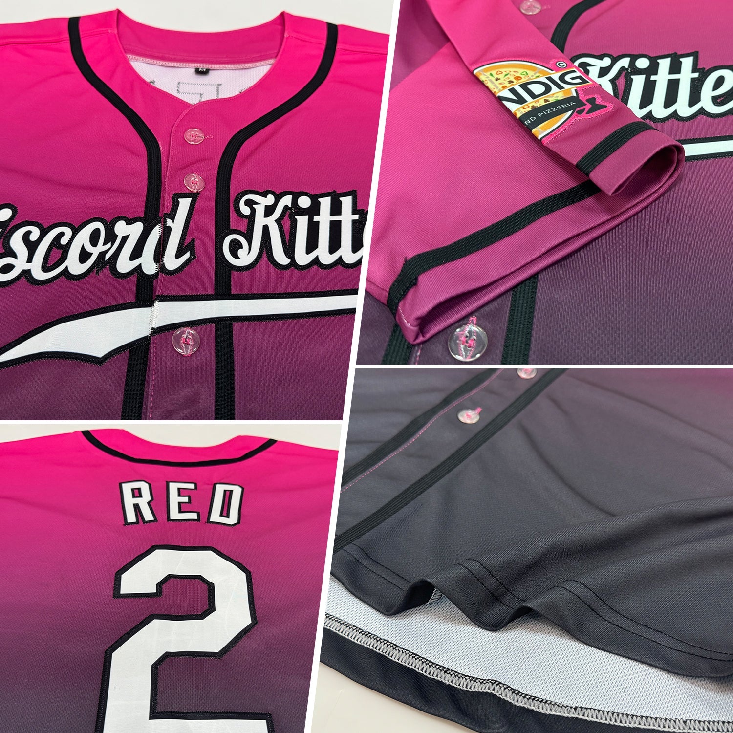 Custom Pink White-Black Authentic Fade Fashion Baseball Jersey view 2
