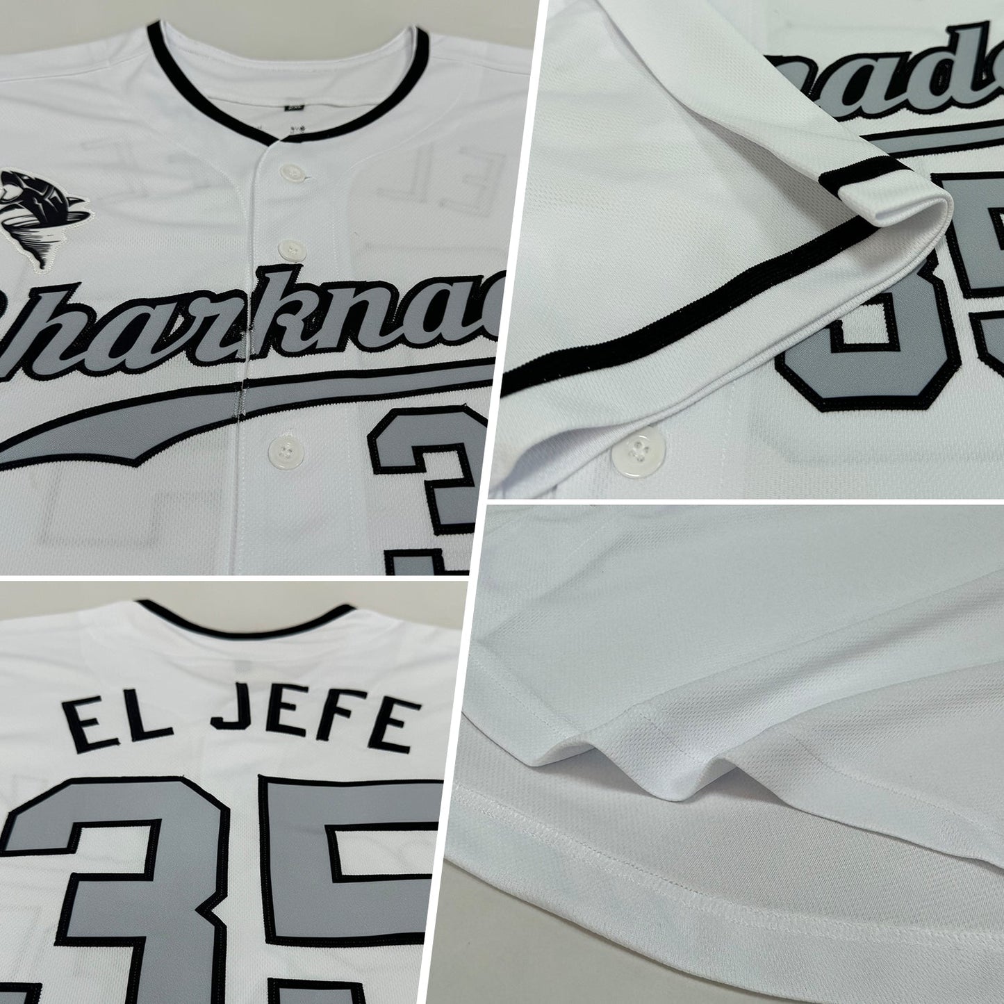 Custom White Silver-Black Authentic Baseball Jersey view 2