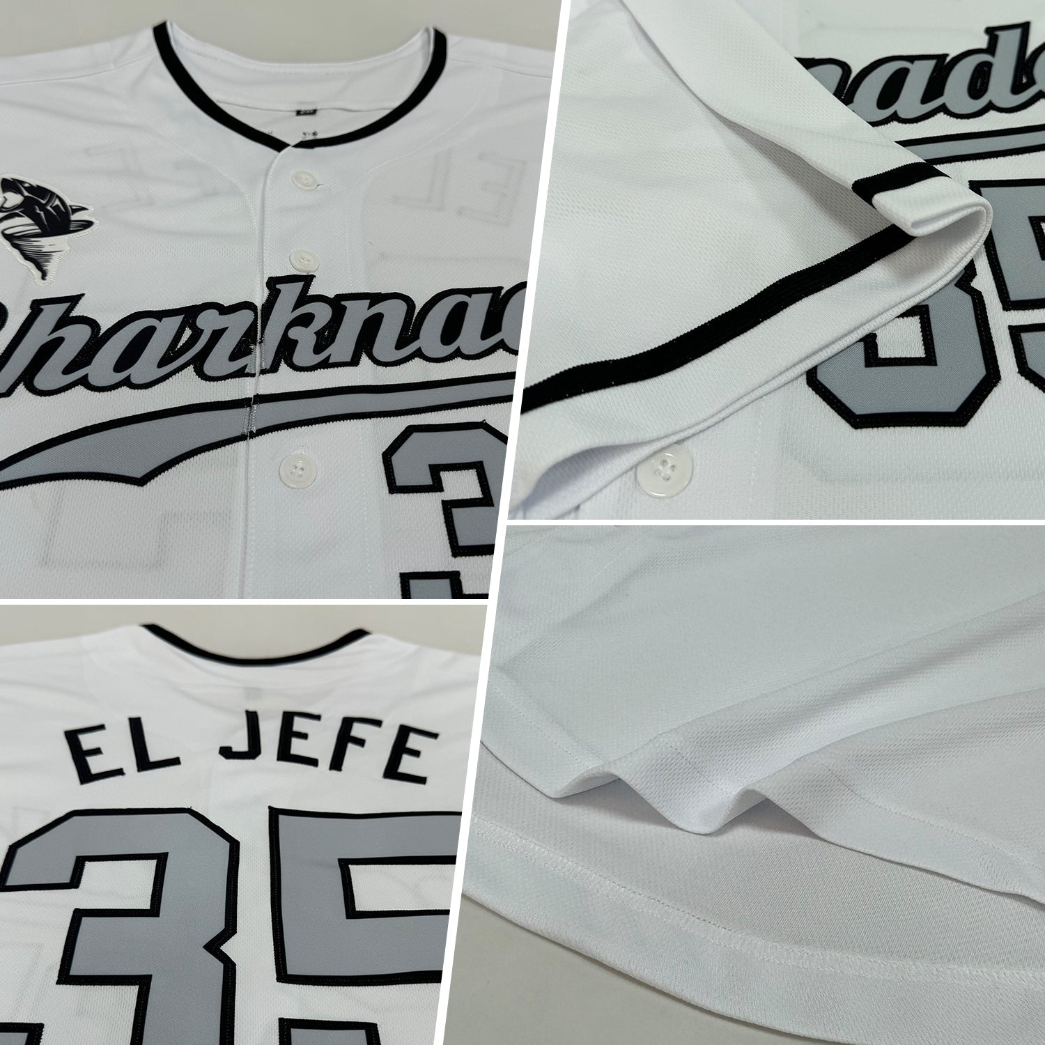 Custom White Silver-Black Authentic Baseball Jersey view 2