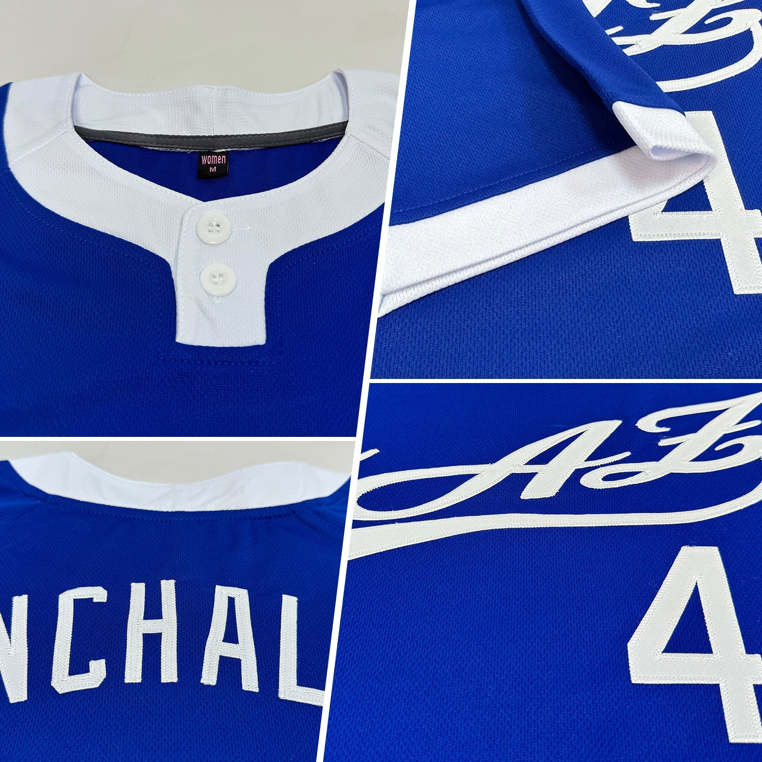 Custom Royal White Two-Button Unisex Softball Jersey view 2
