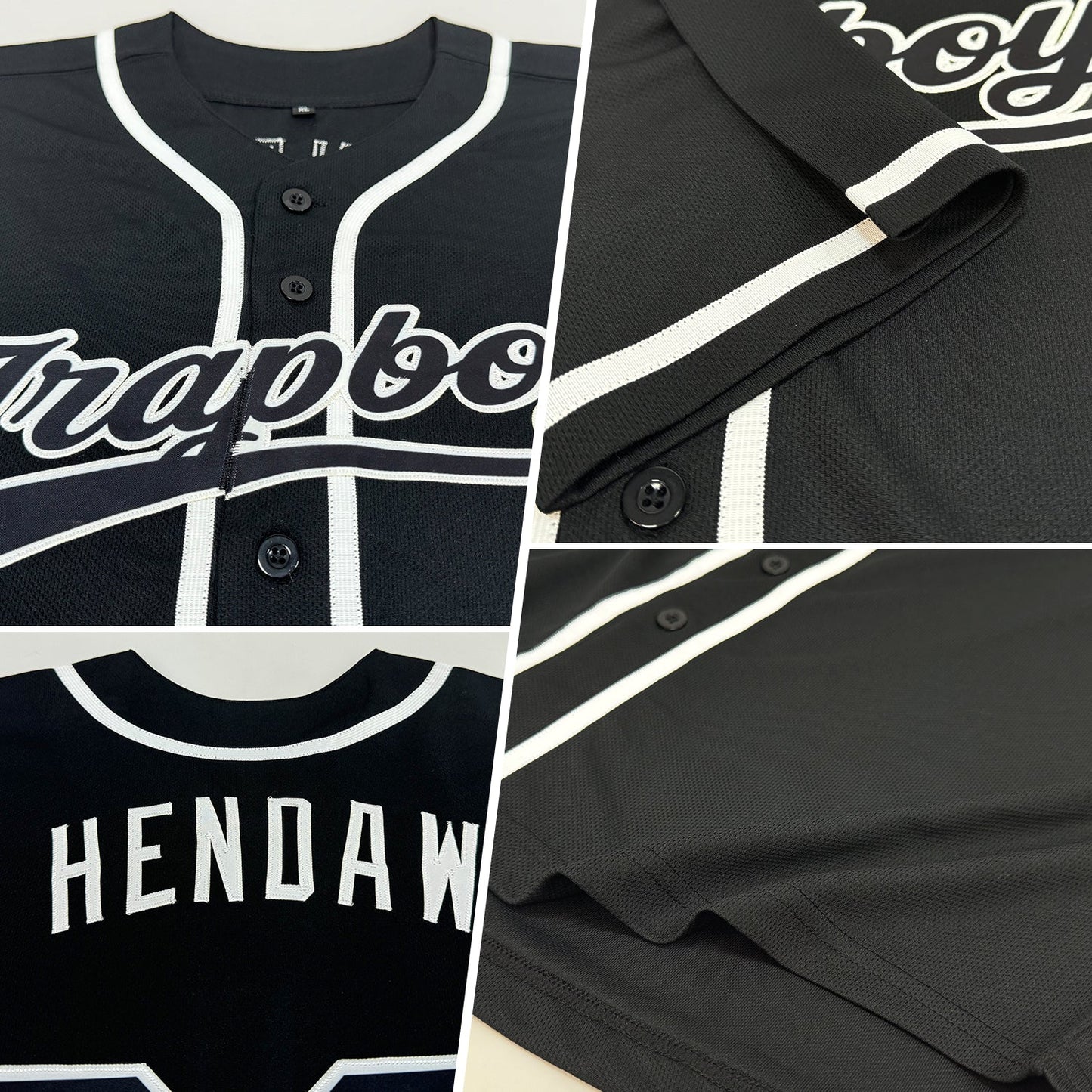 Custom Black Black-White Authentic Baseball Jersey view 2