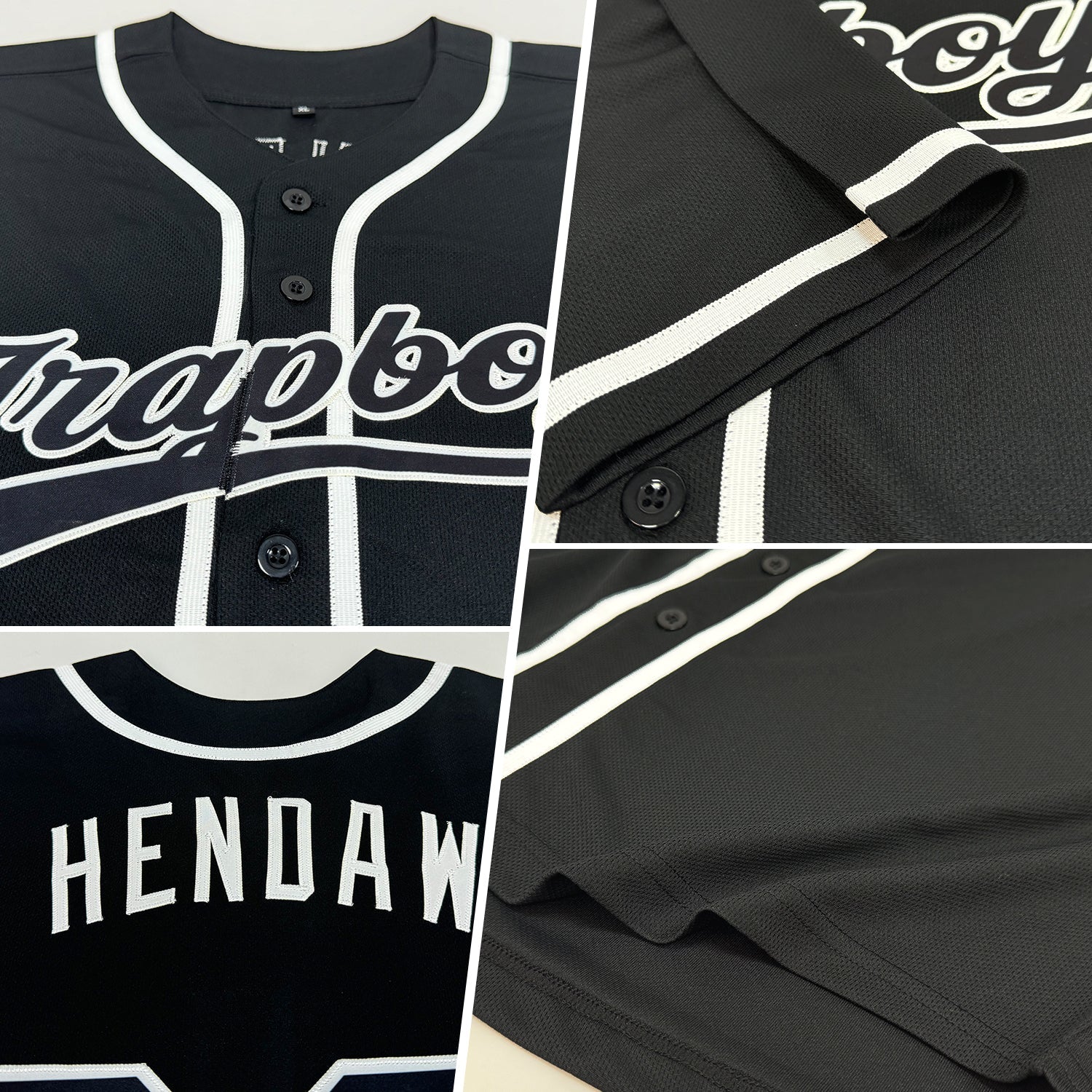 Custom Black Black-White Authentic Baseball Jersey view 2
