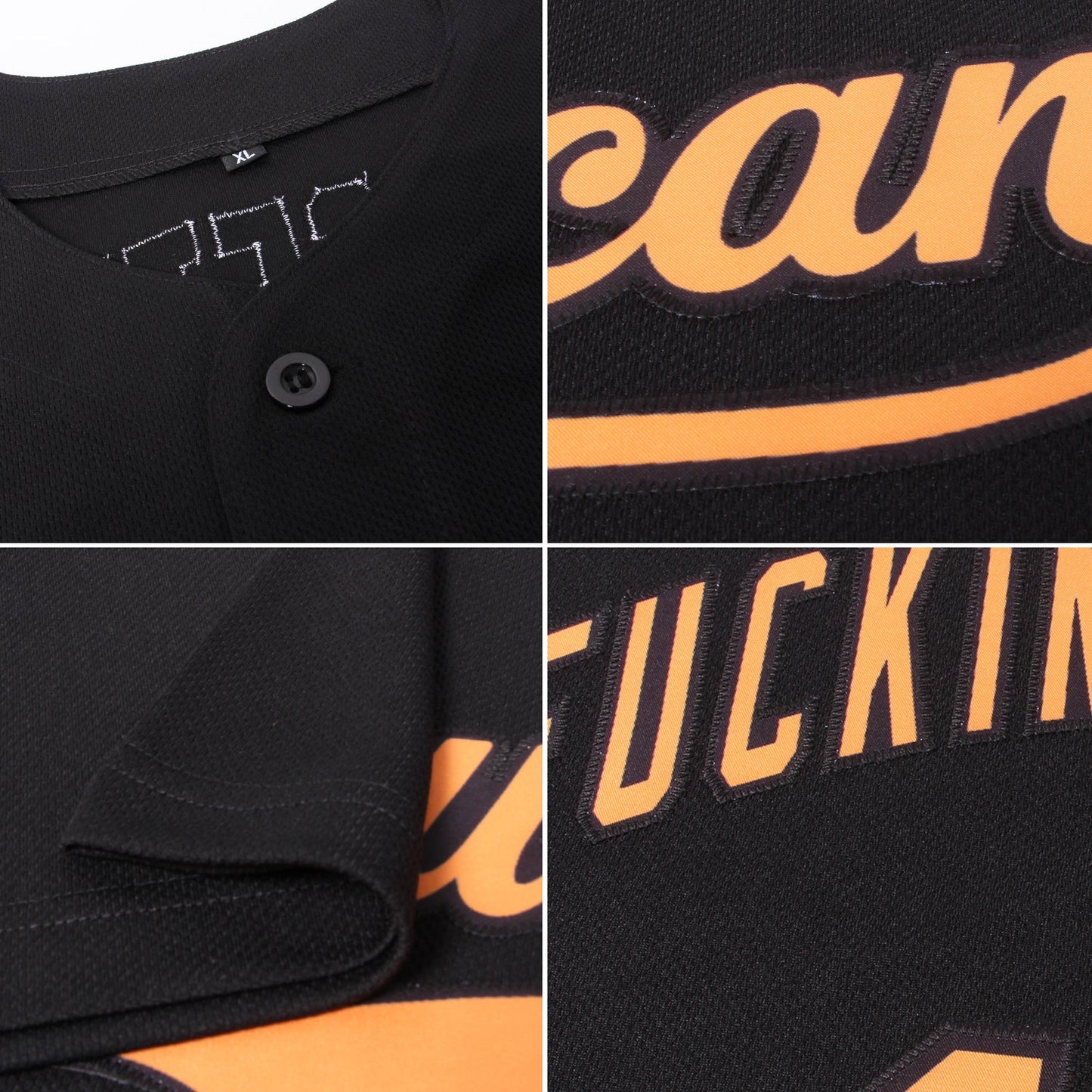 Custom Black Bay Orange Authentic Baseball Jersey view 6