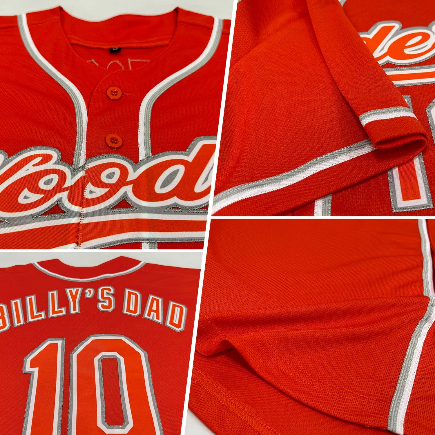 Custom Orange Orange-Gray Authentic Baseball Jersey view 2