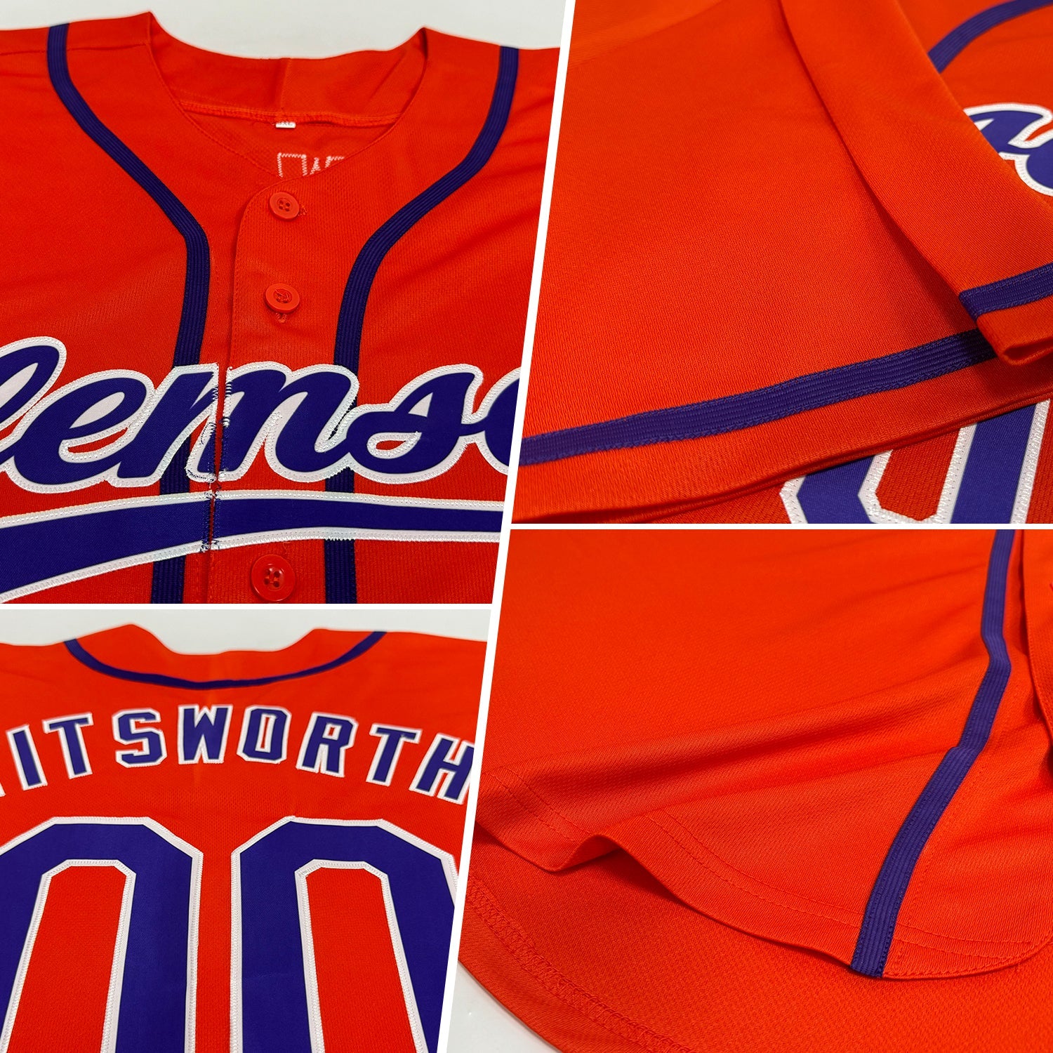 Custom Orange Purple-White Authentic Baseball Jersey view 2