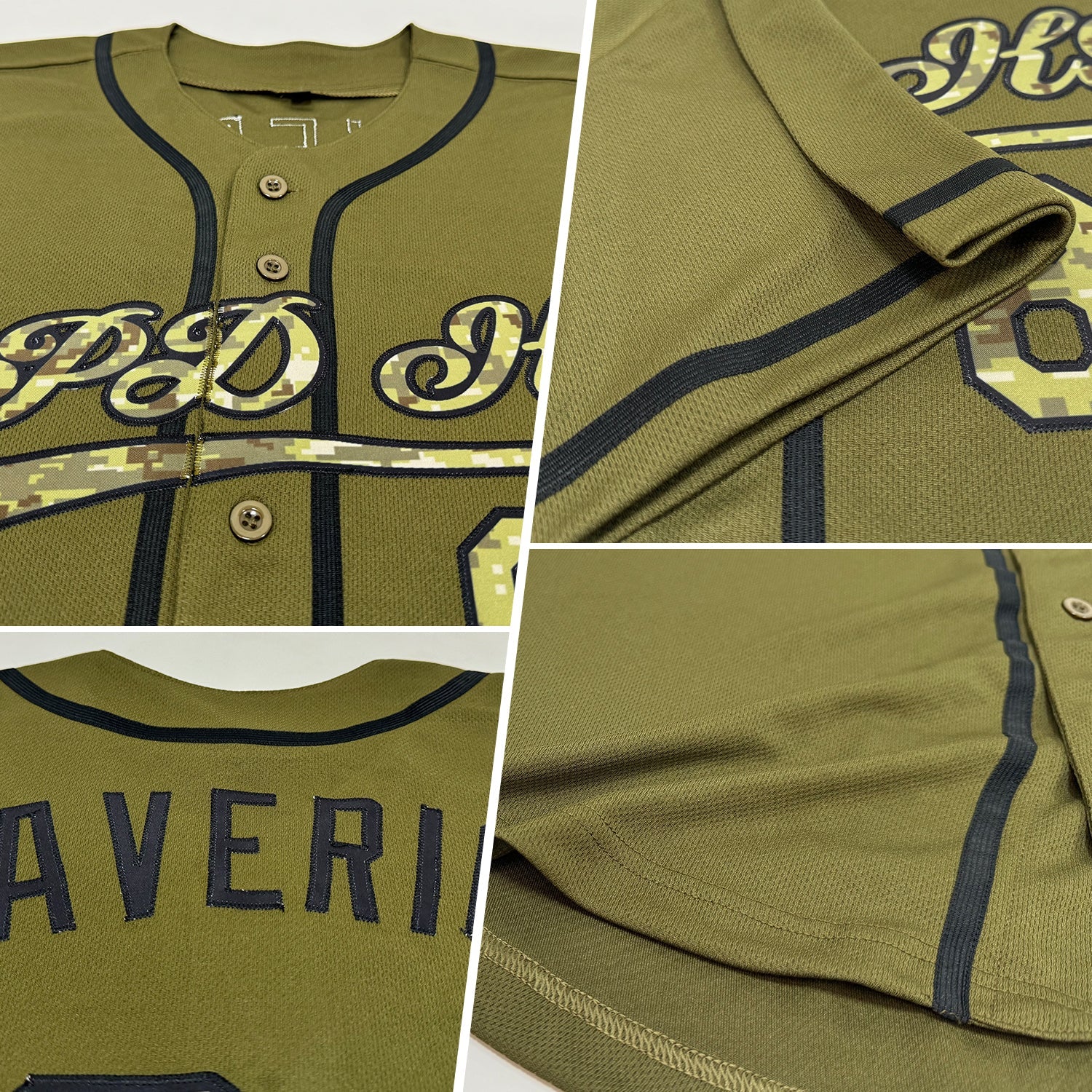 Custom Olive Camo-Black Authentic Salute To Service Baseball Jersey view 2
