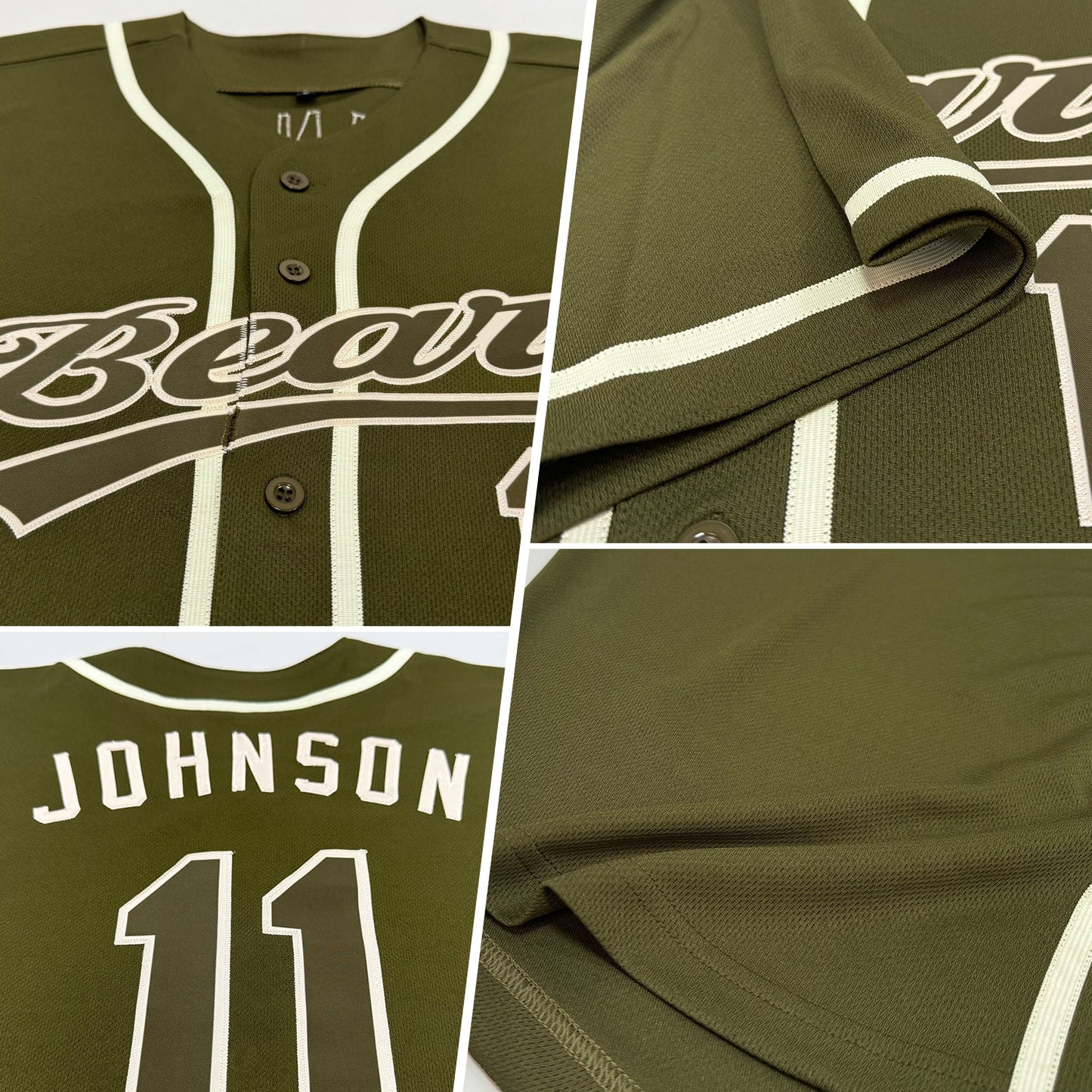 Custom Olive Olive-Cream Authentic Salute To Service Baseball Jersey view 2
