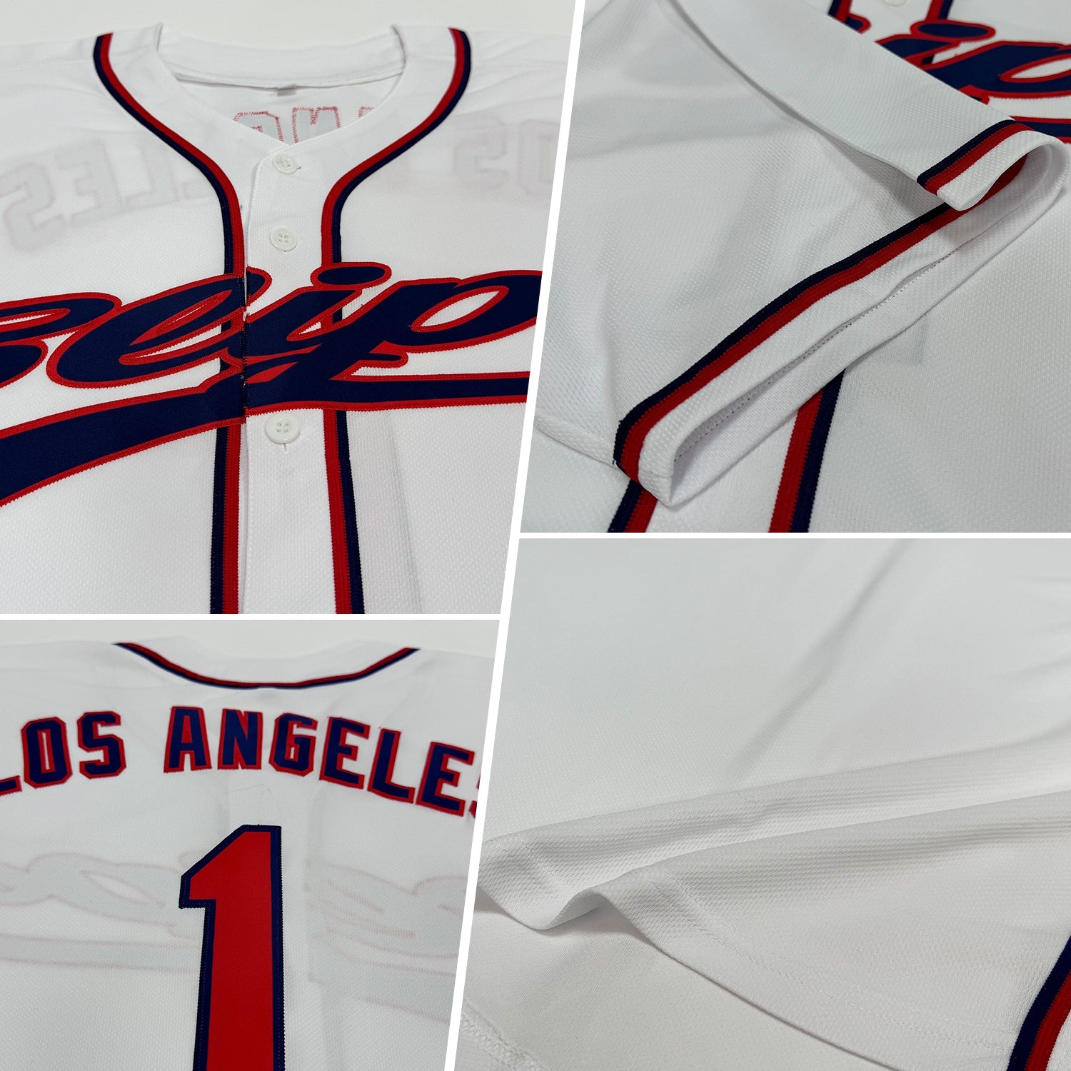 Custom White Red-Navy Authentic Baseball Jersey view 2