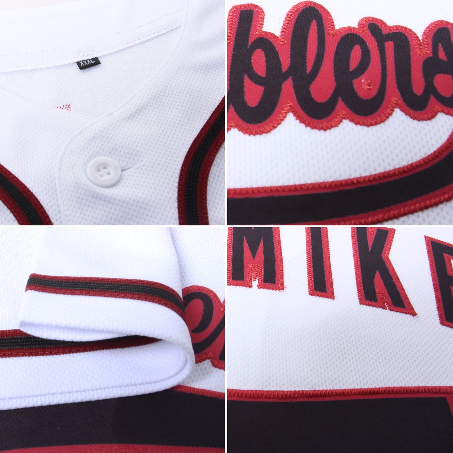 Custom White Black-Crimson Authentic Baseball Jersey view 6