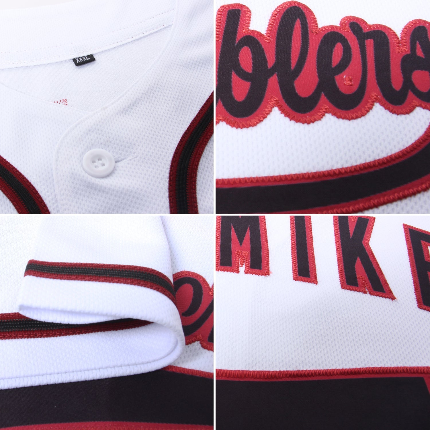 Custom White Black-Crimson Authentic Baseball Jersey view 6